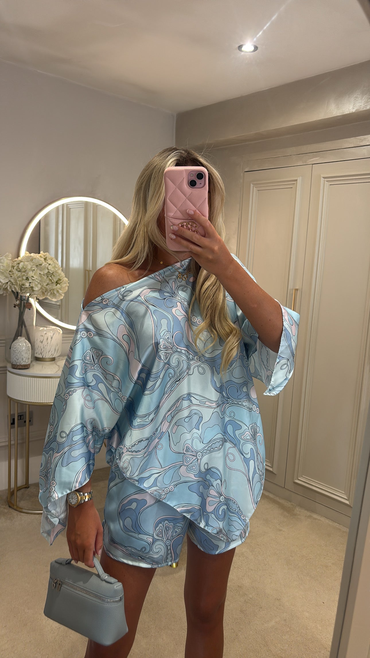 Silk cape short set