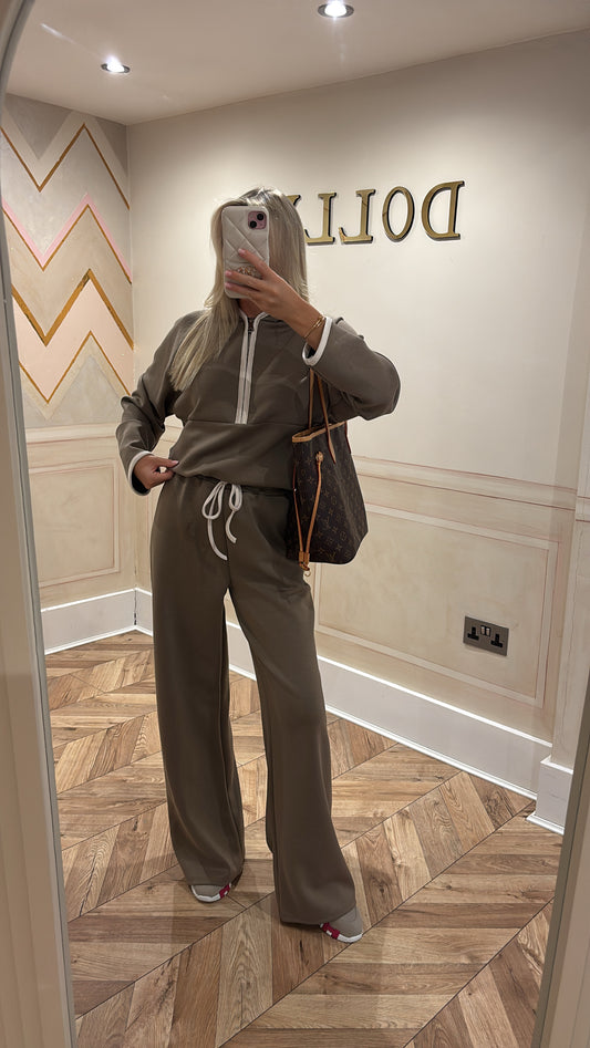 Quarter zip flared lounge set