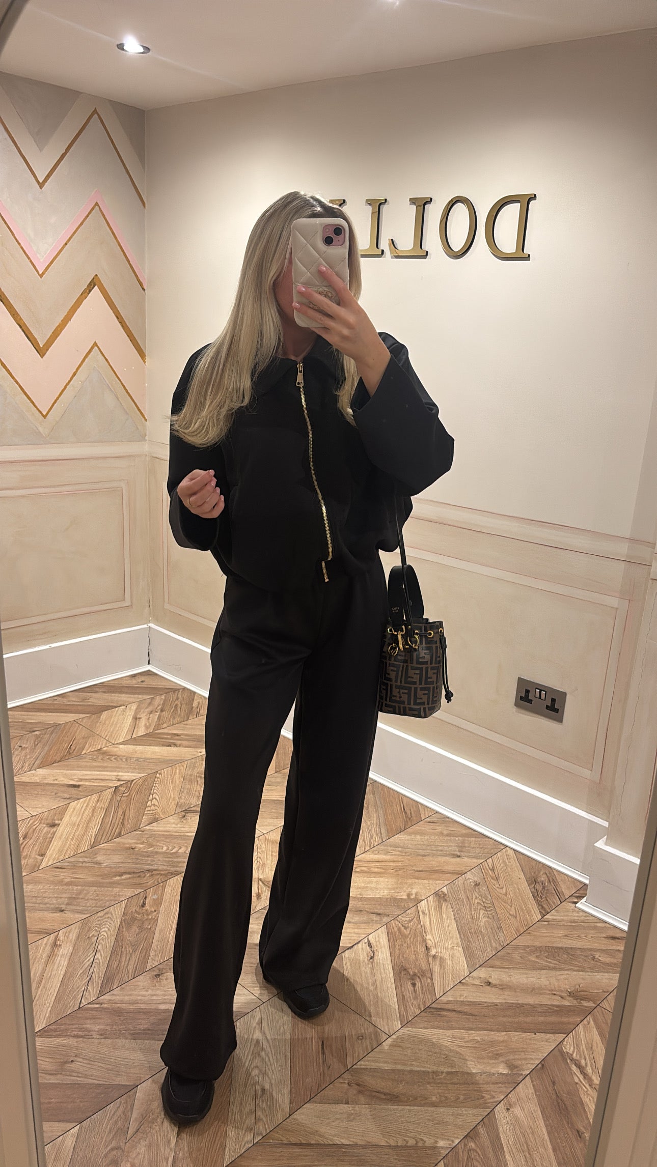 Gold zip jacket lounge set