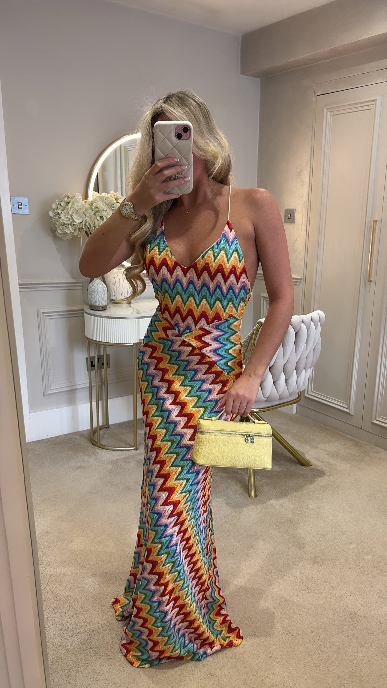 Zig zag backless maxi dress