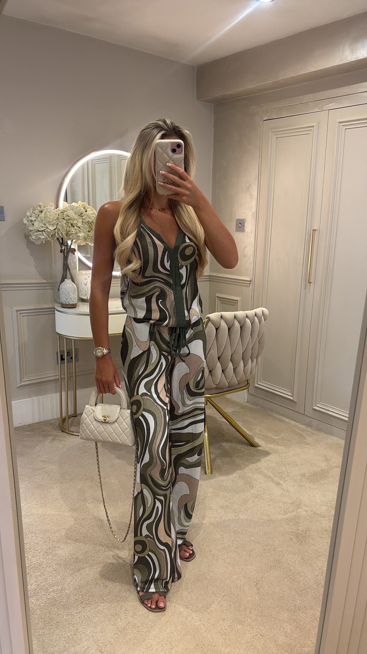 Glitter pucci vest trouser set