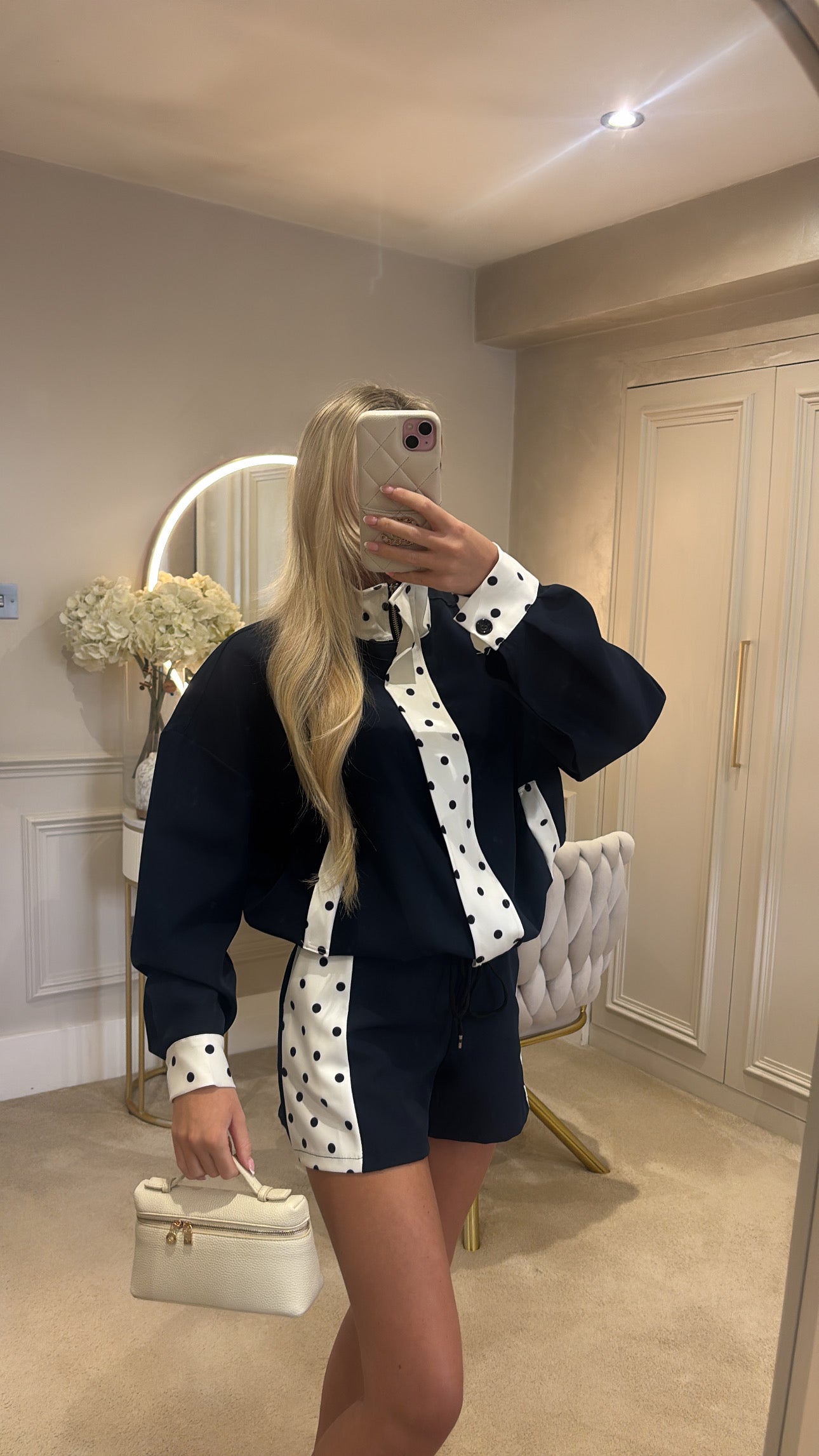 Polkadot trim jacket set