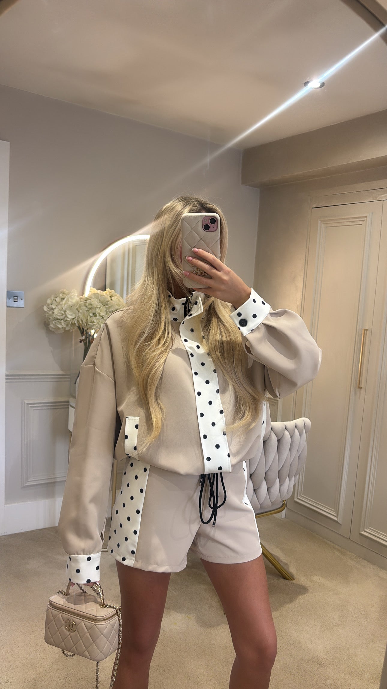 Polkadot trim jacket set