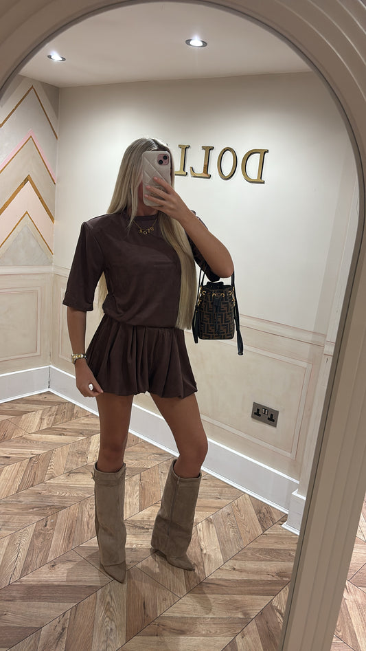 Suede Balloon short set ￼