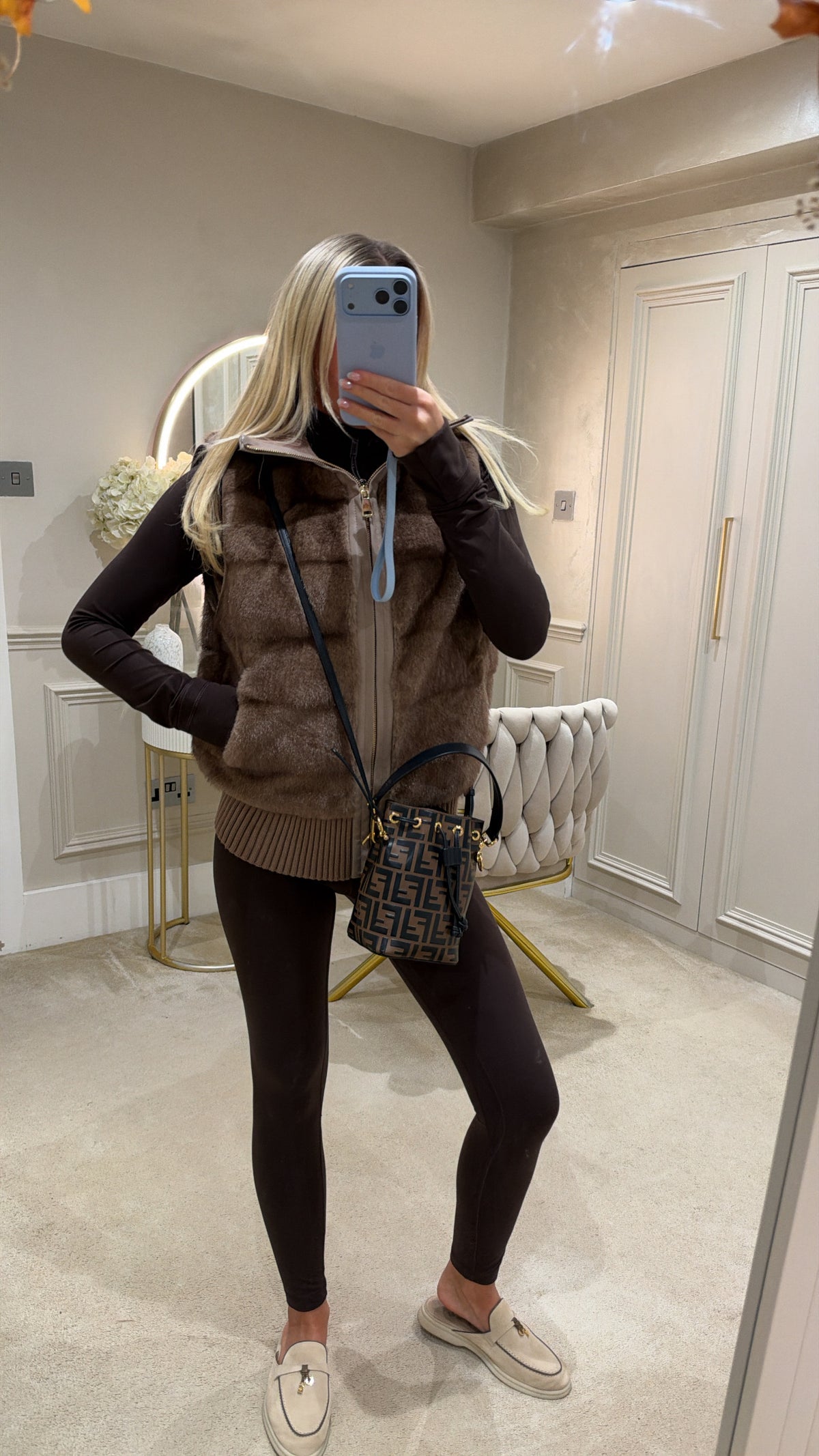 Fur gold zip cardigans
