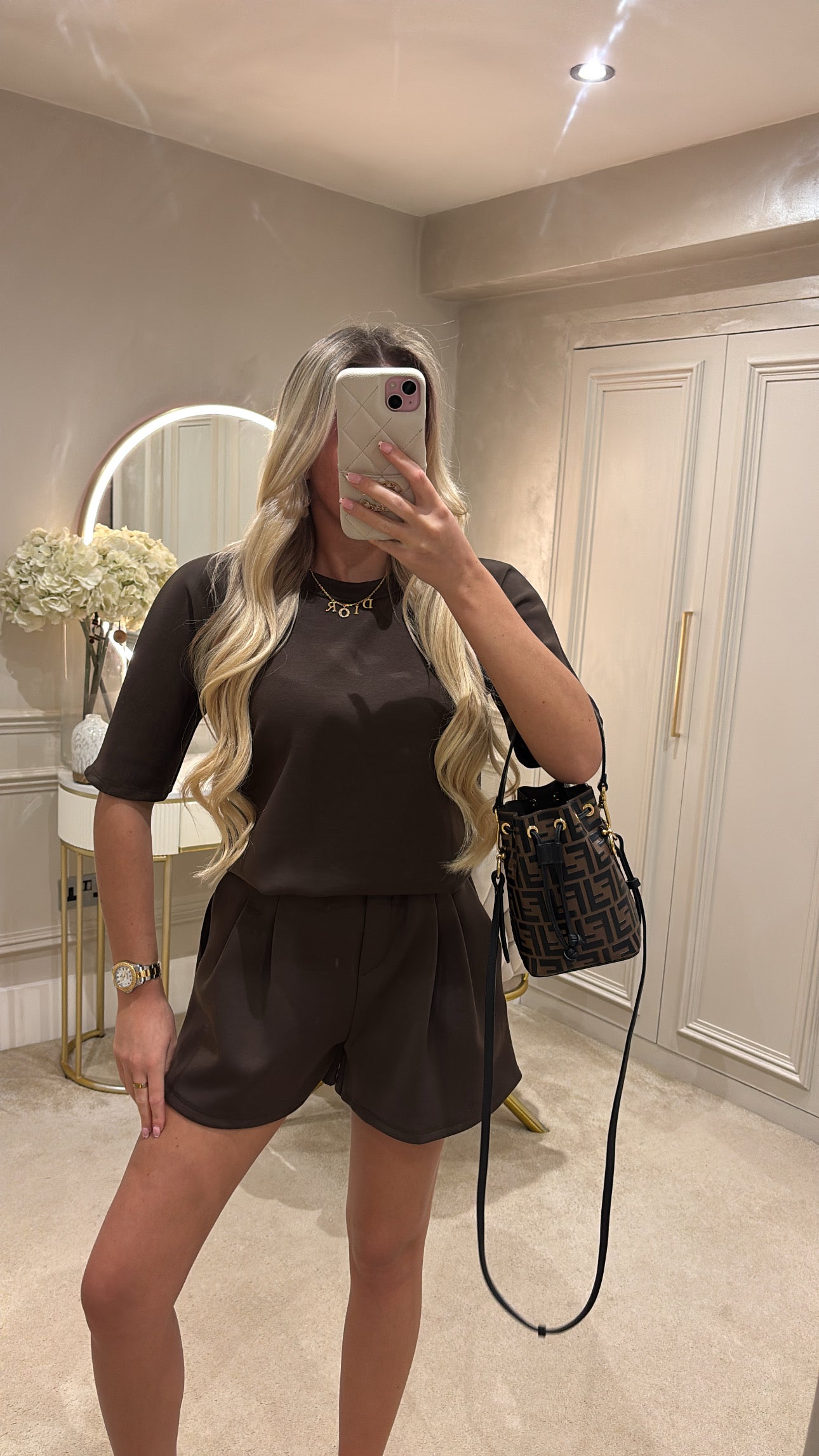 Pleated basic short set ￼