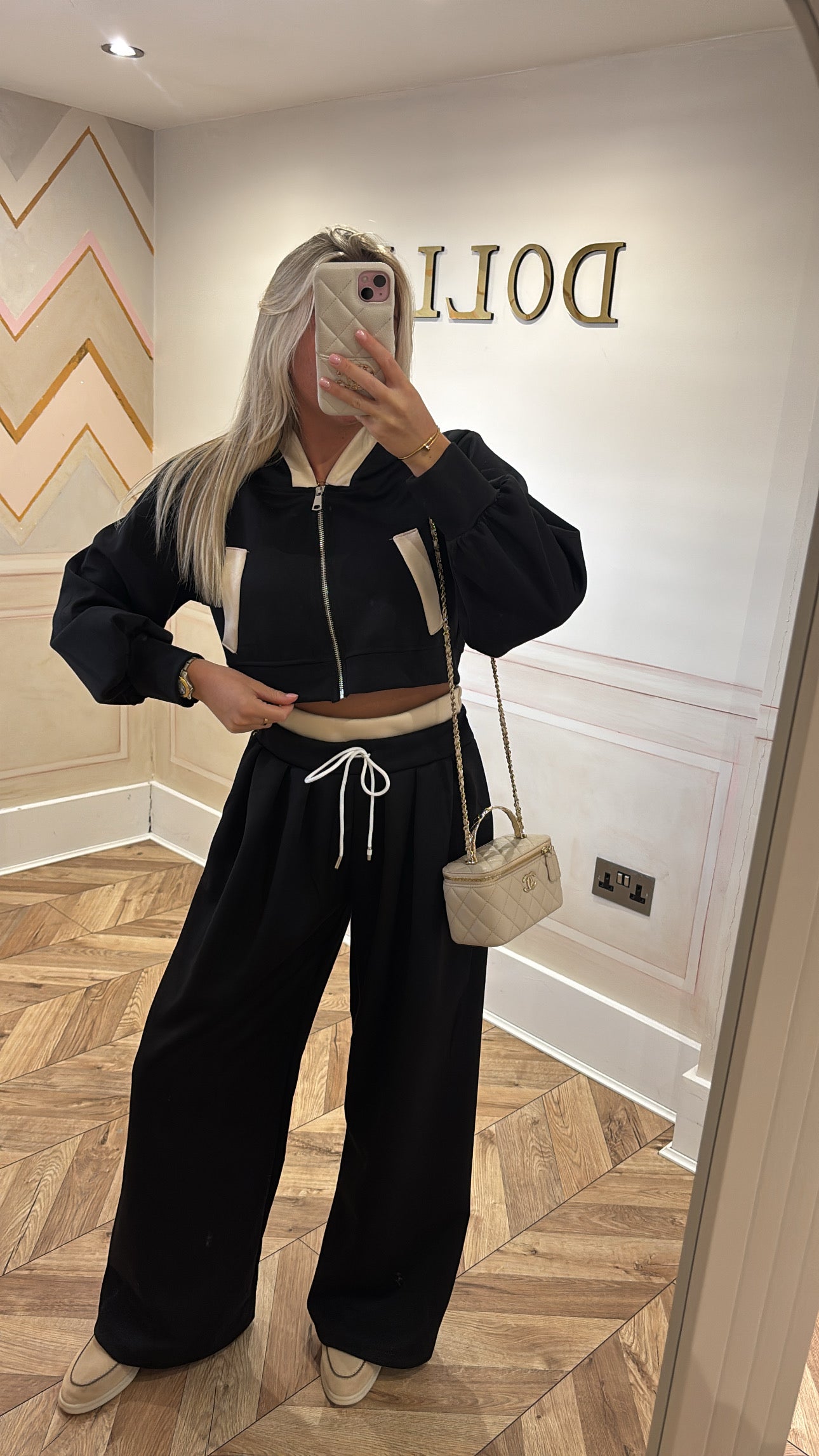 Hood pocket flared lounge set