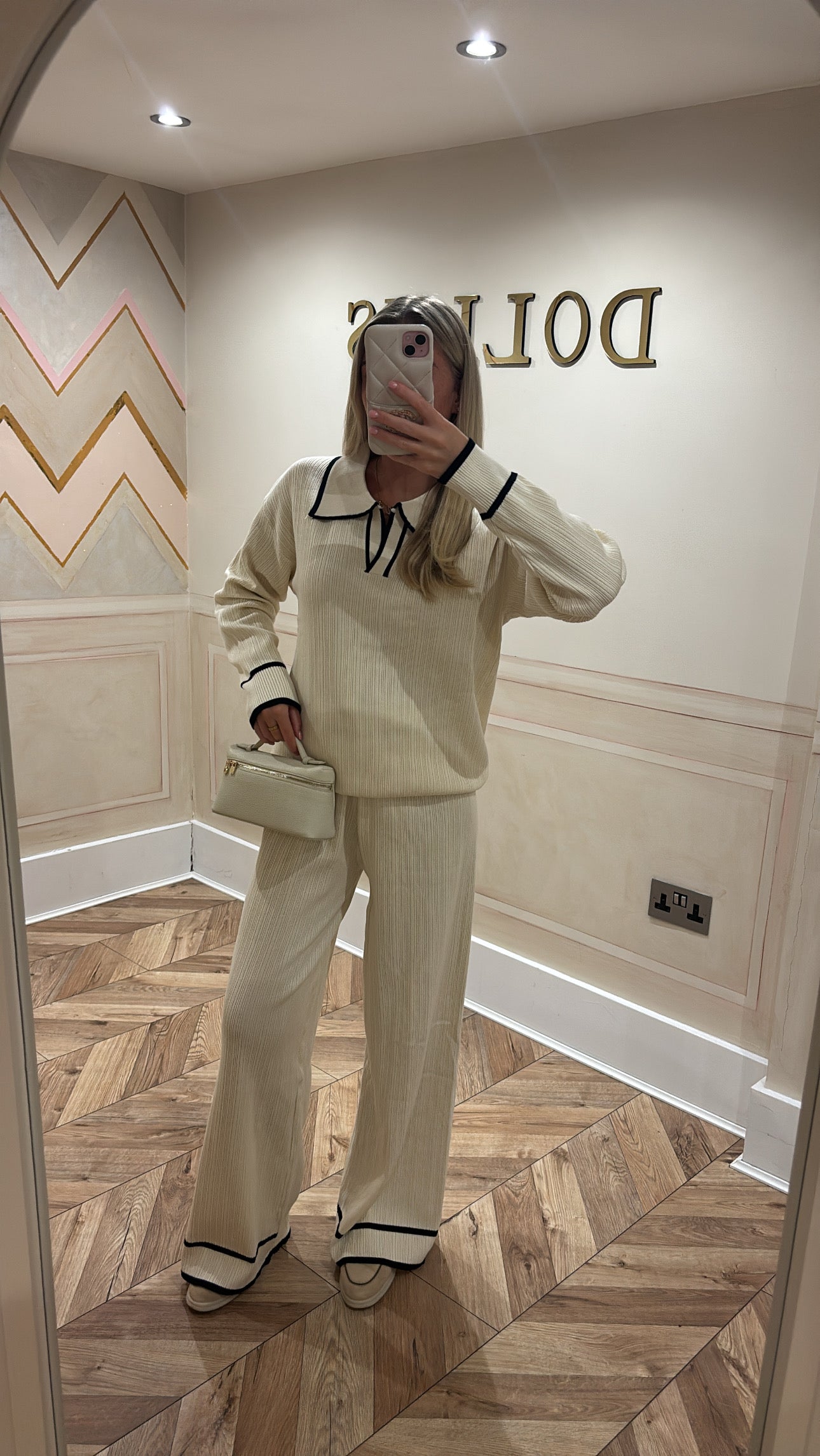 Stripe flared lounge set