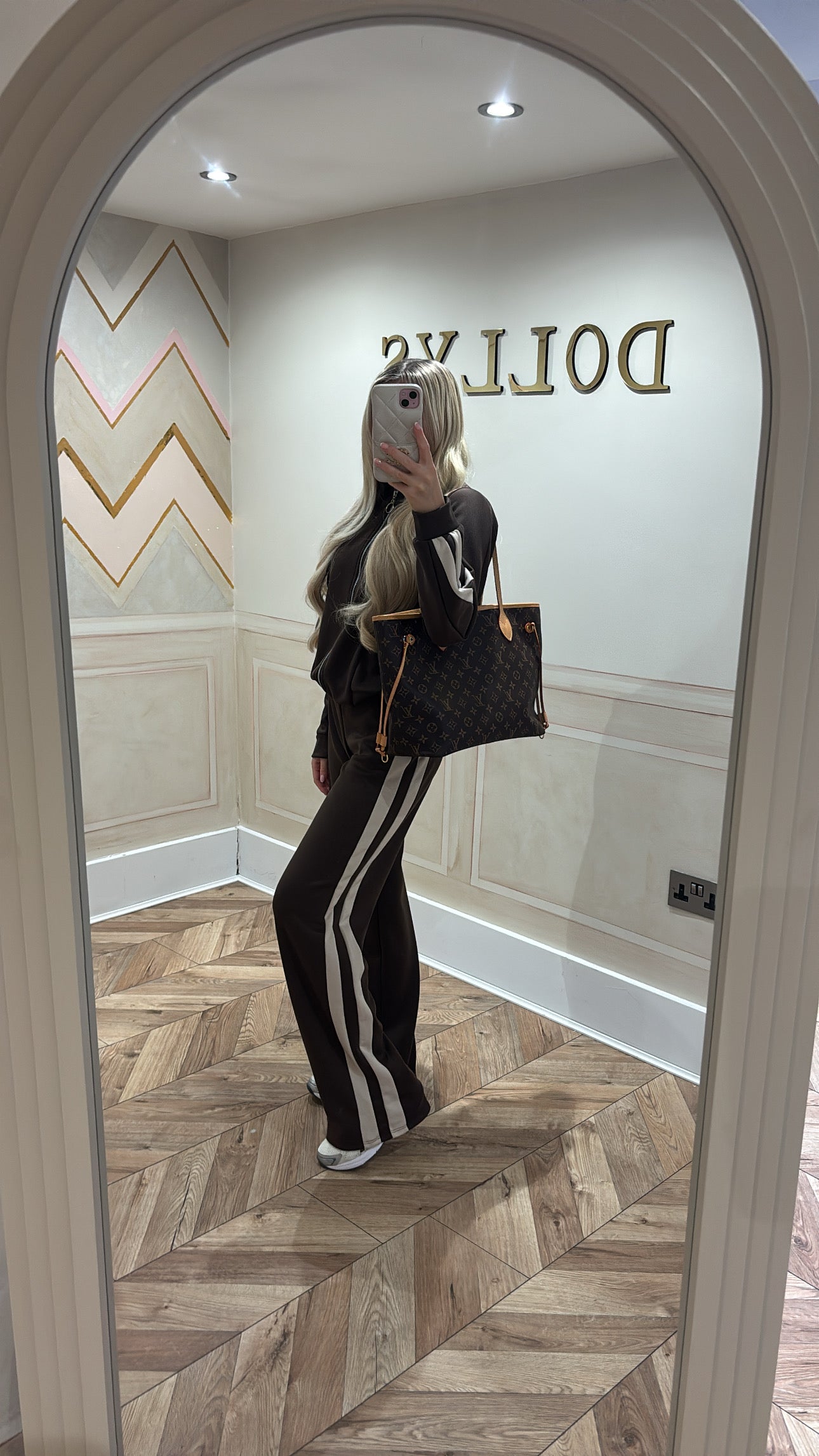 Stripe circle zip lounge set