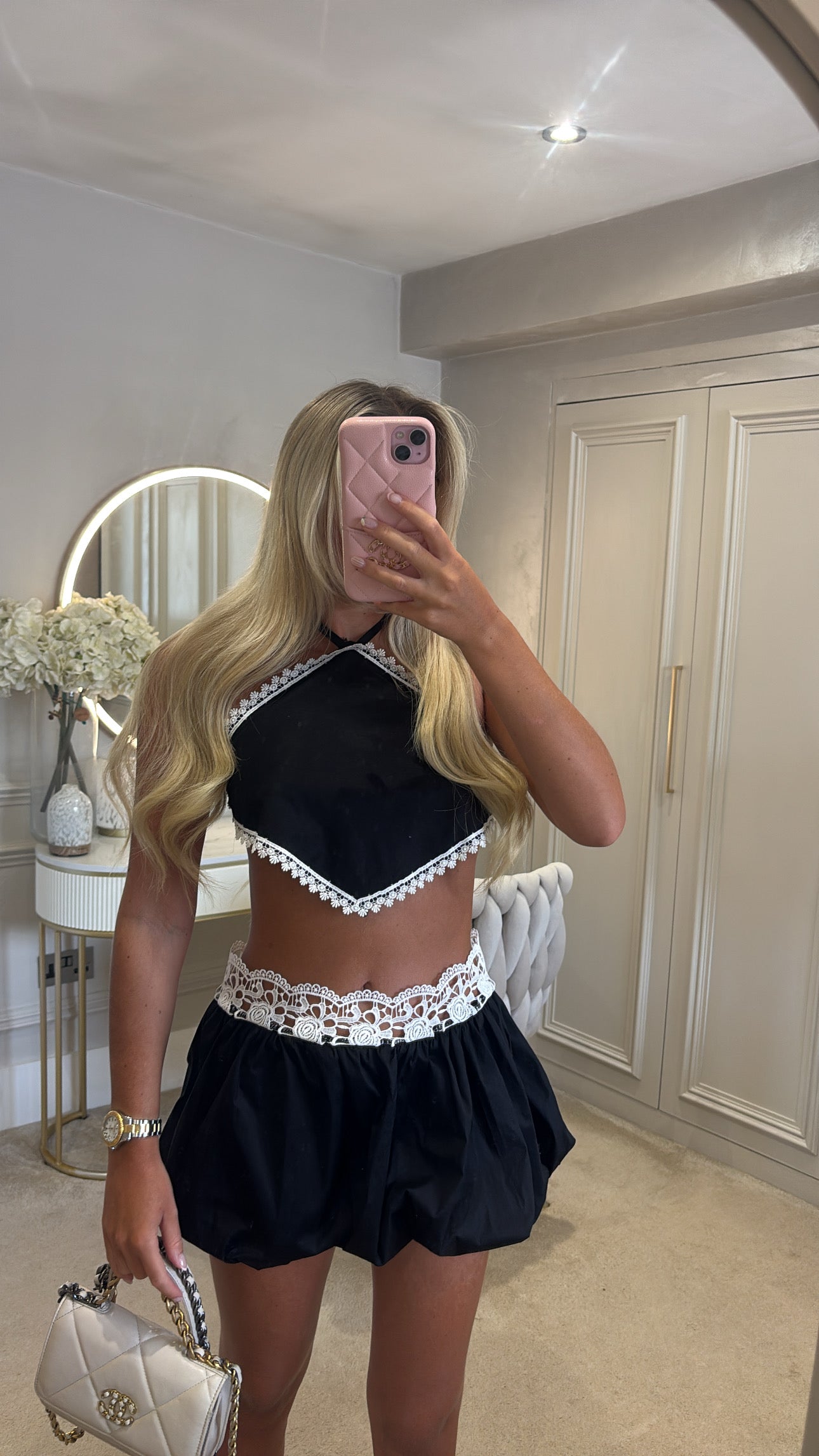 Puff ball skirt set