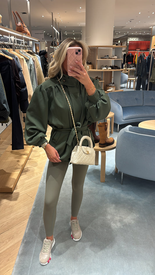 Tie waist cropped trench jacket