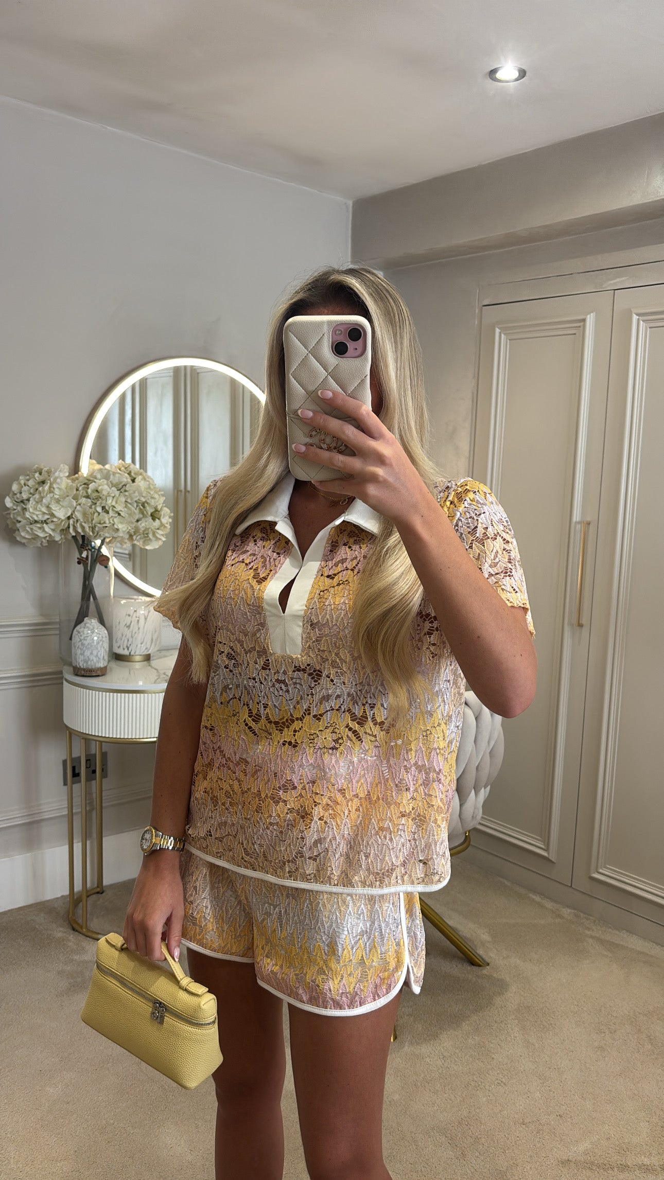 Lace zig zag short co-ord