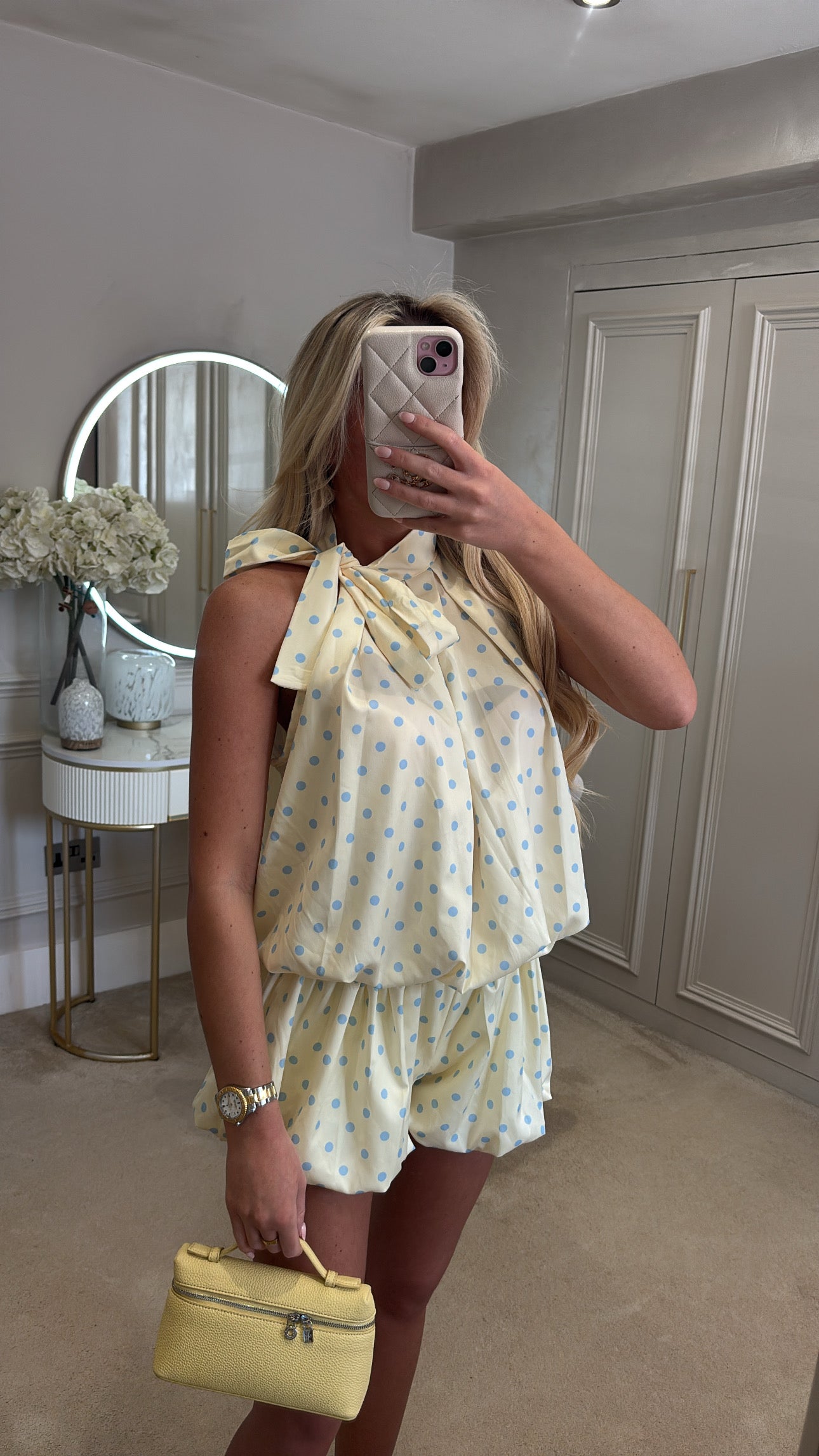 Polkadot bow balloon short co-ord