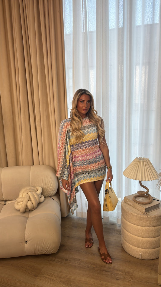 Knit zig zag cape dress PRE ORDER