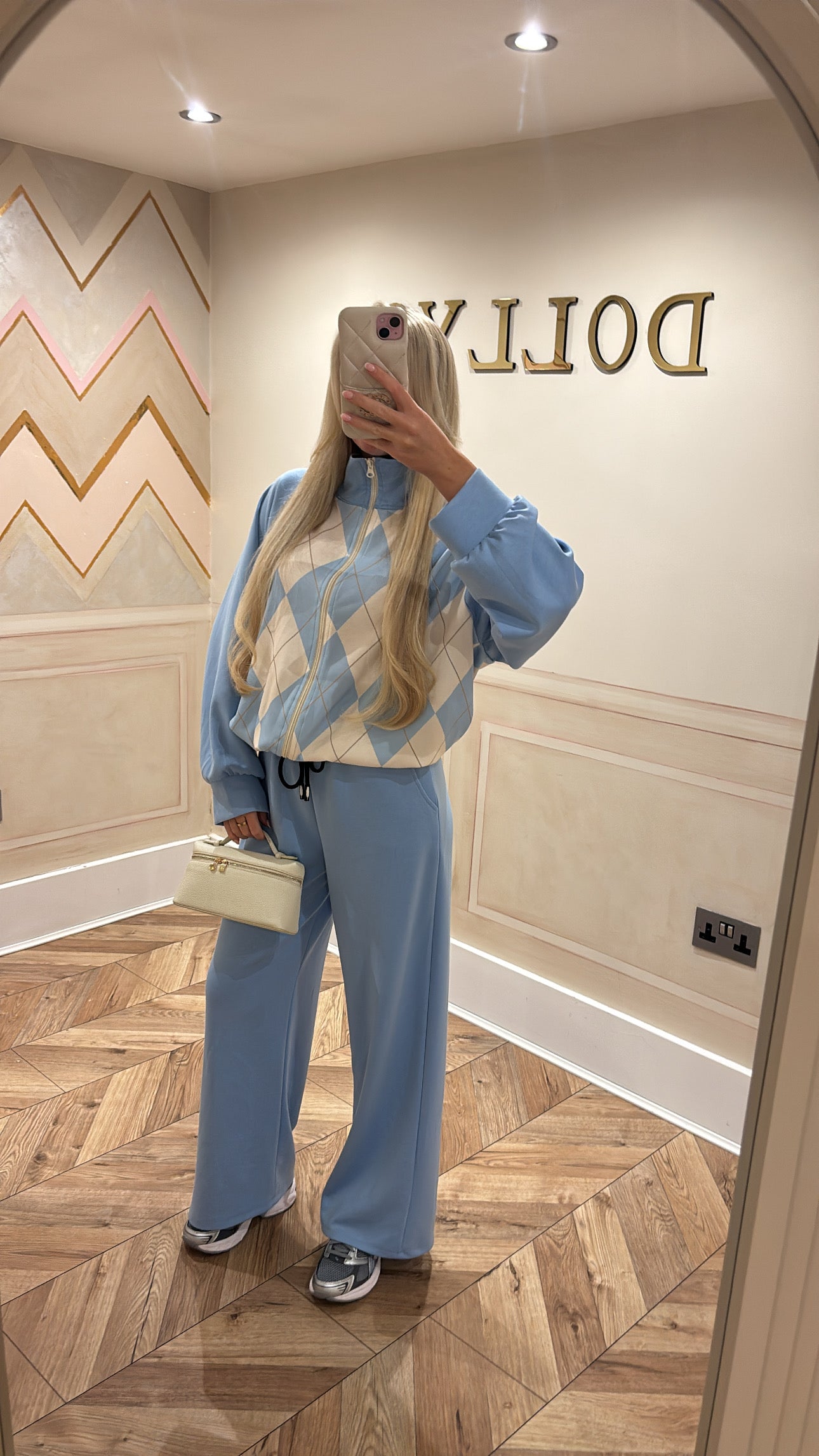 Chequered zip up lounge set ￼