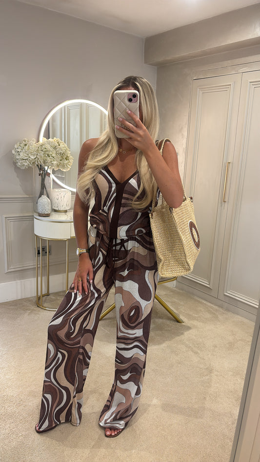 Glitter pucci vest trouser set