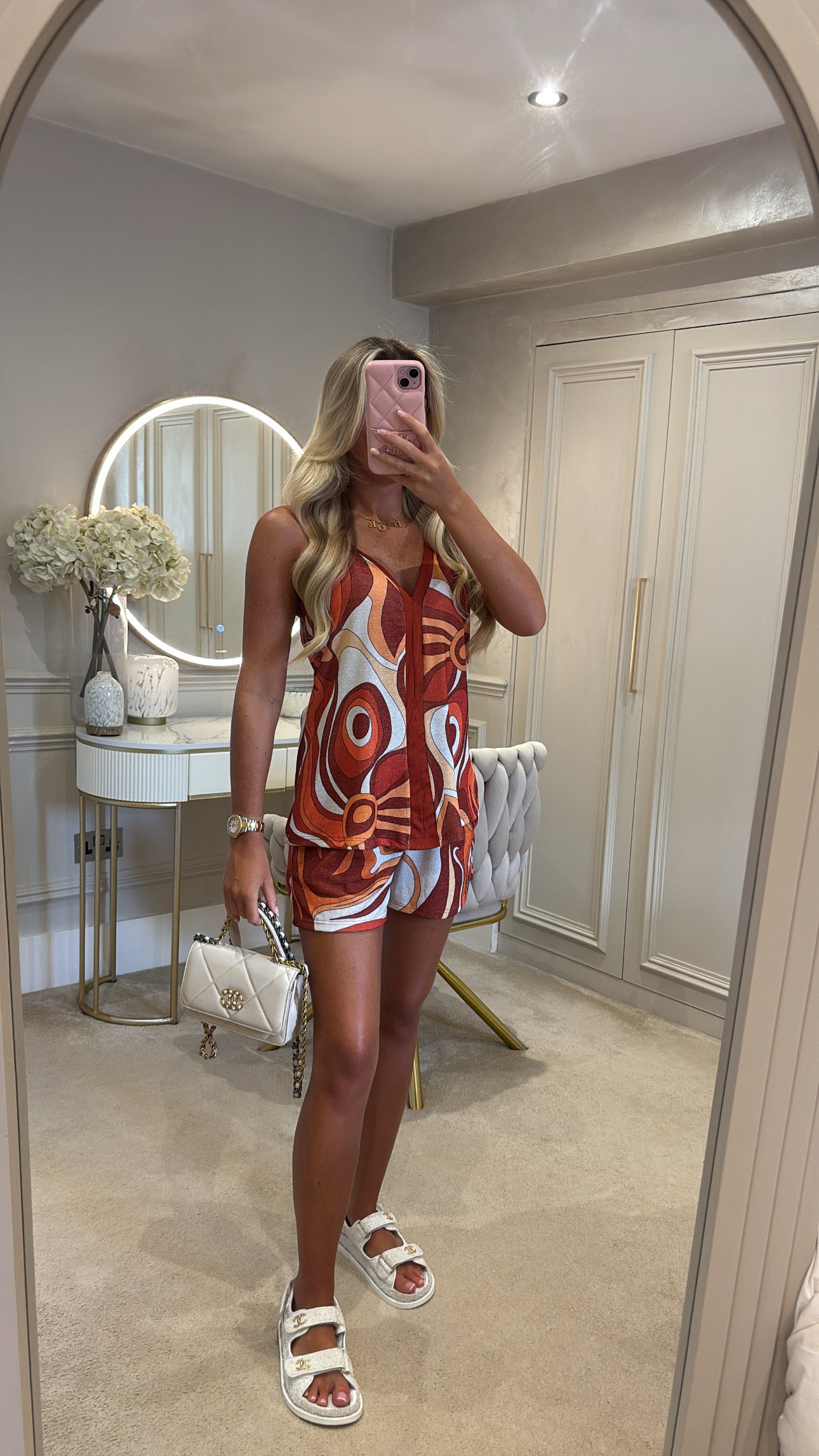 Pucci glitter vest short set