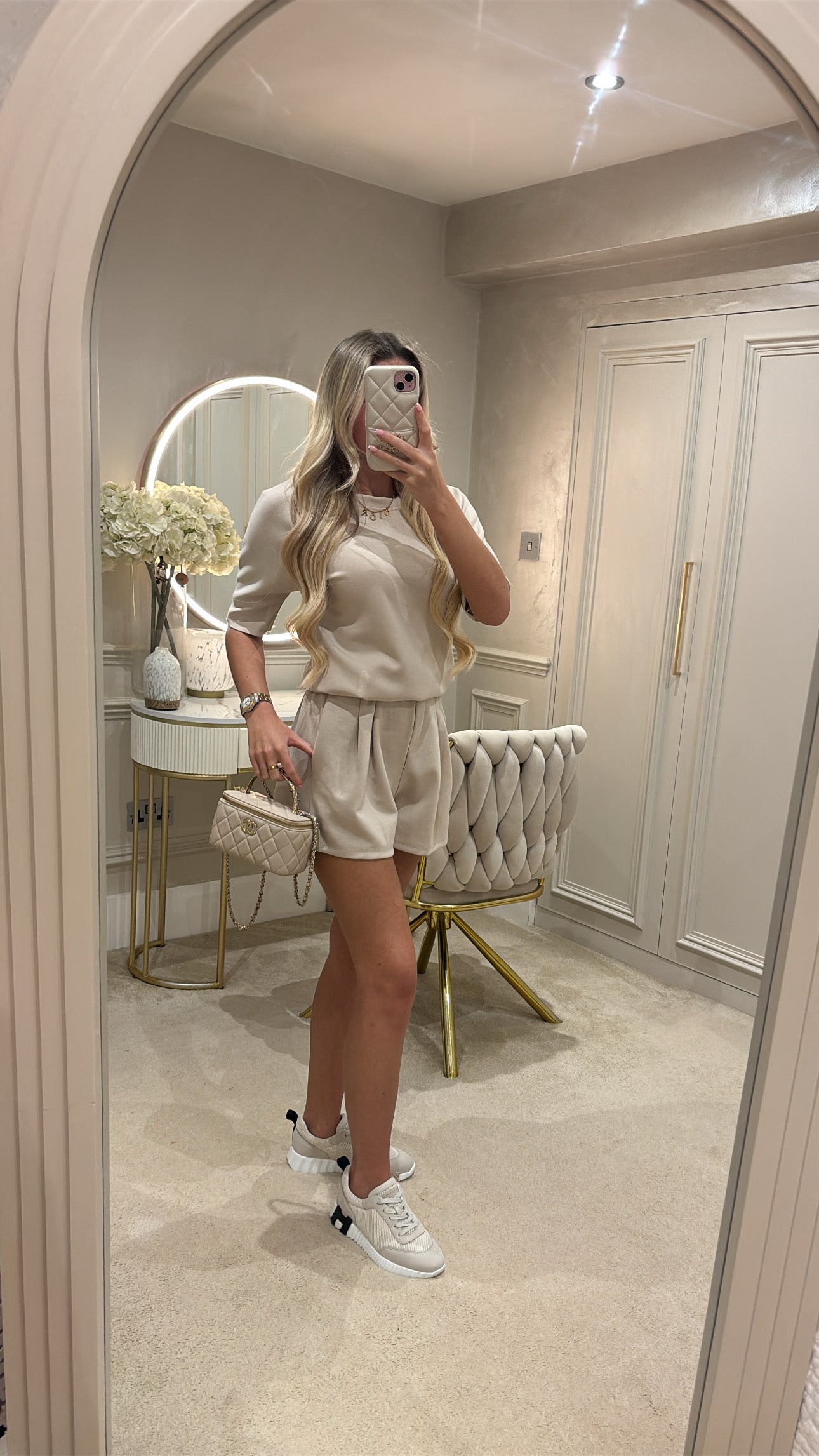 Pleated basic short set