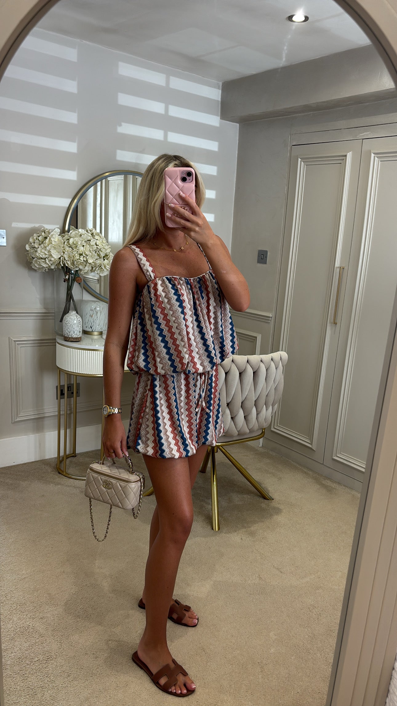 Zig zag puff ball short set