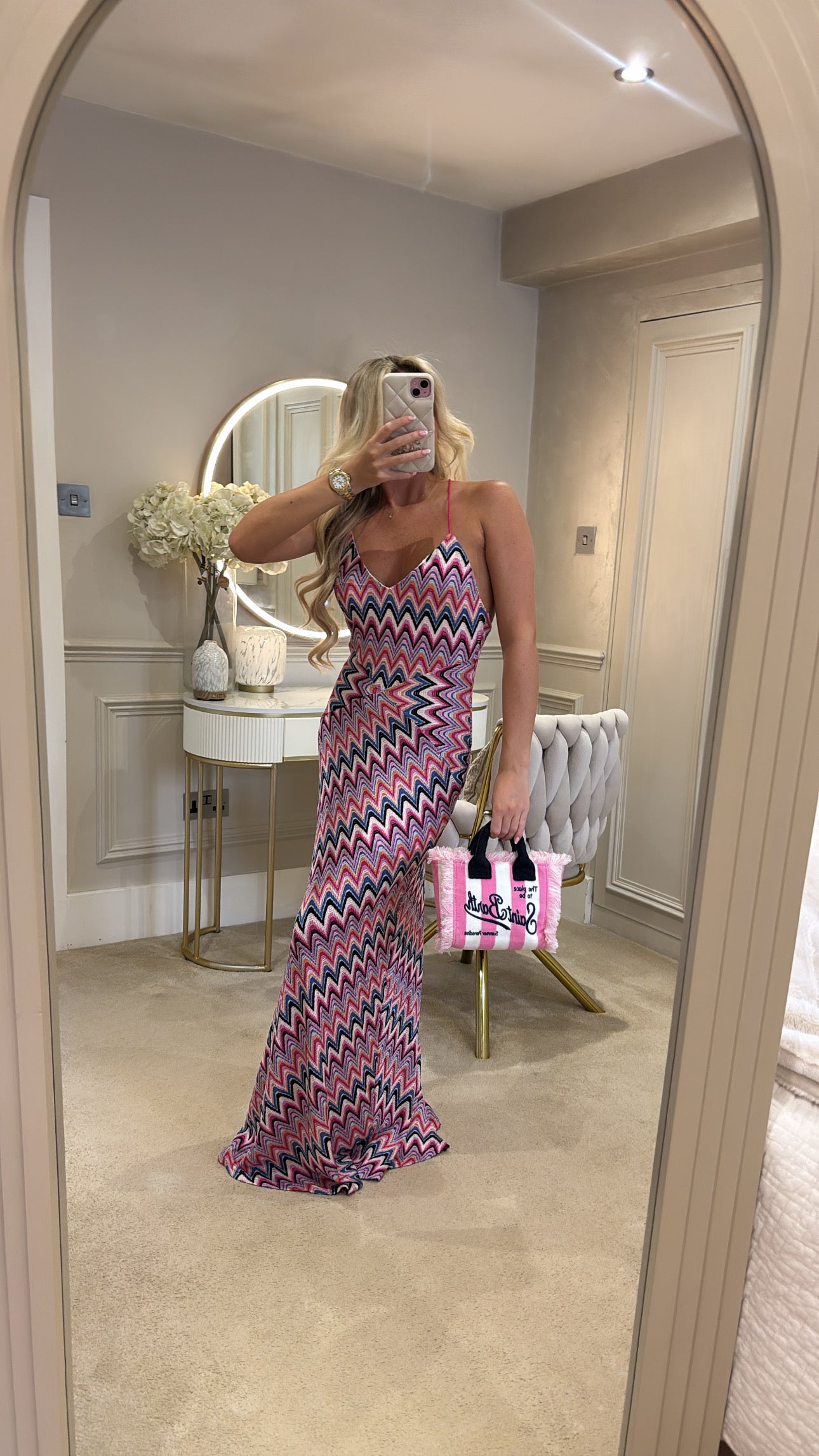 Zig zag backless maxi dress