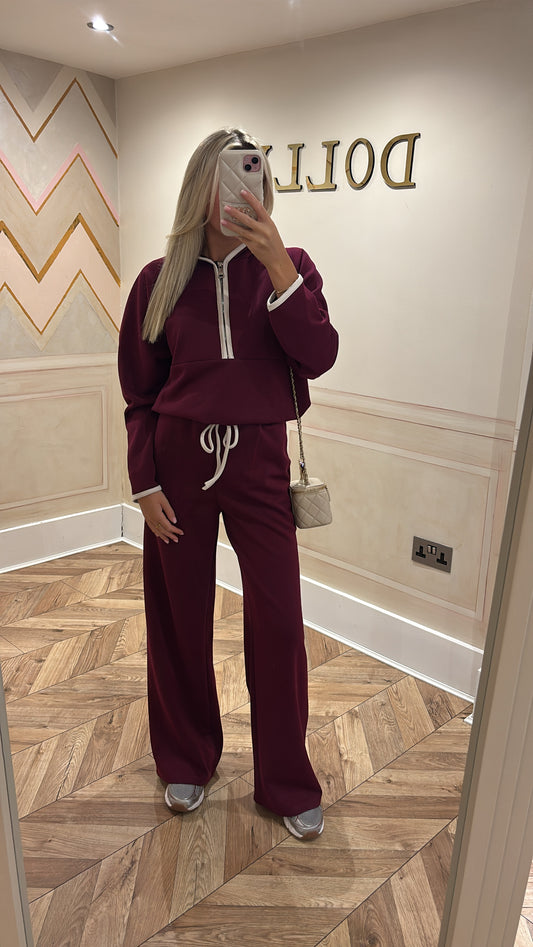 Quarter zip flared lounge set