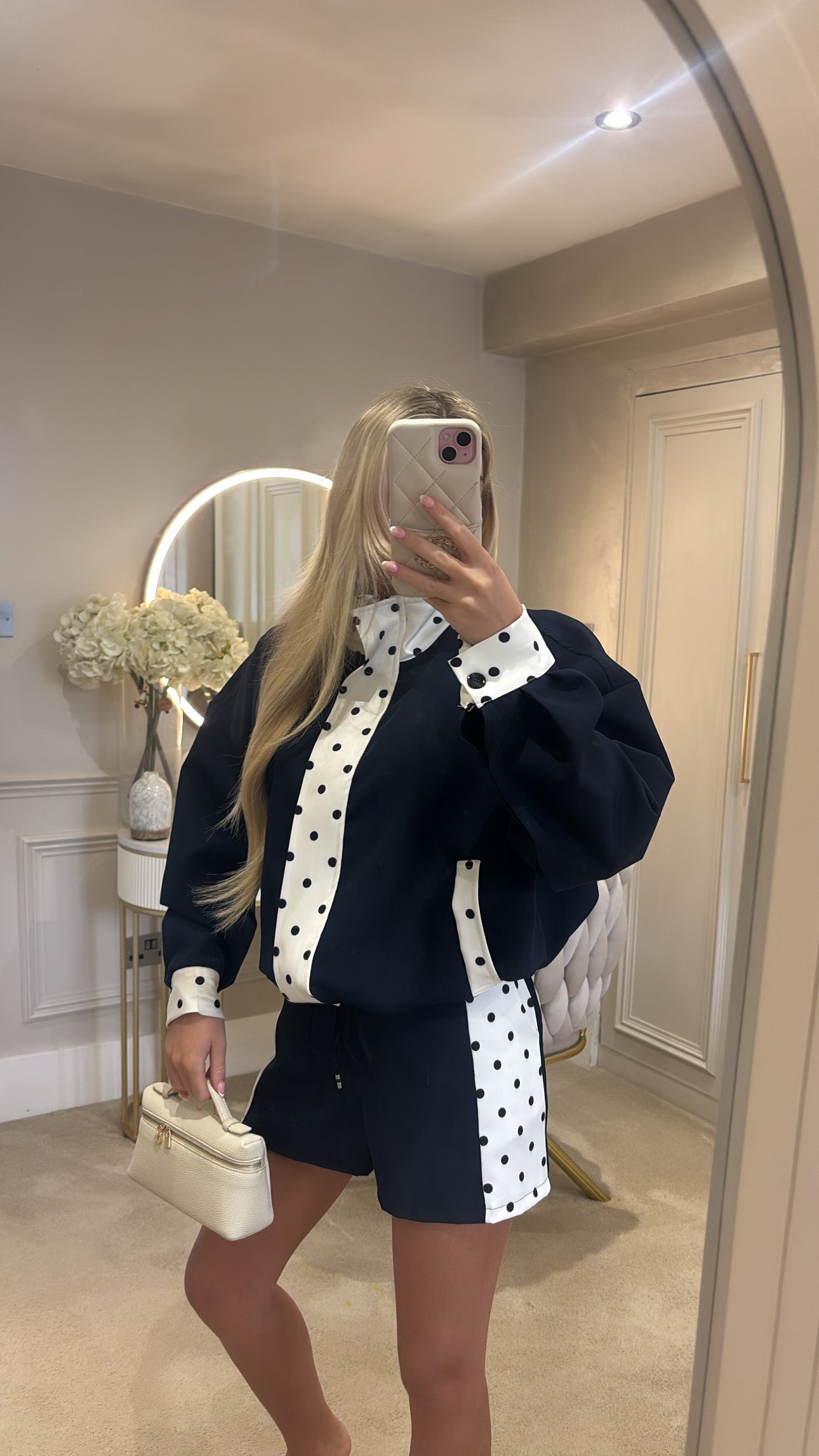 Polkadot trim jacket set