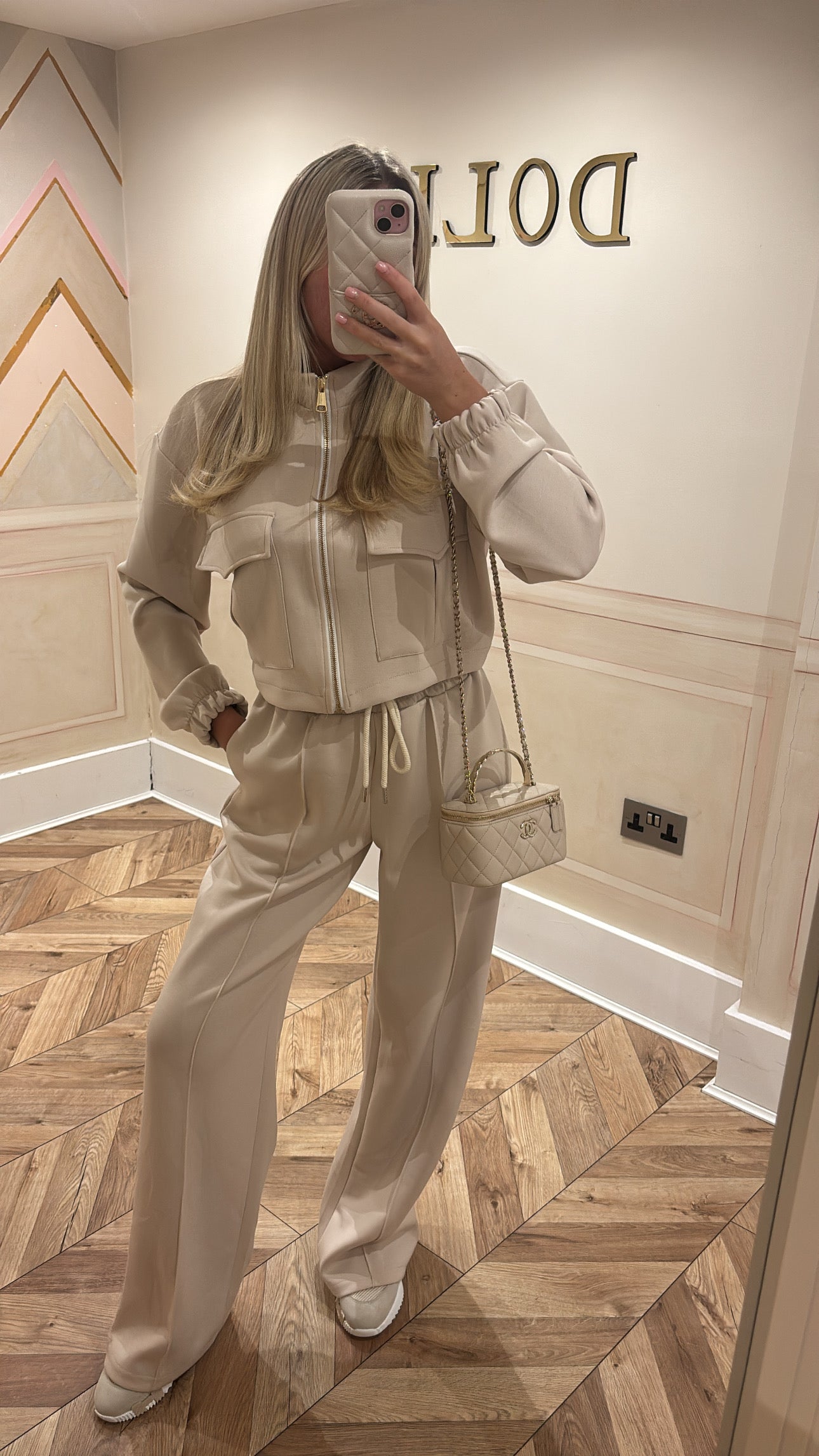 Pocket gold zip lounge set