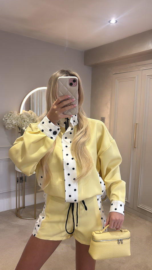 Polkadot trim jacket set ￼