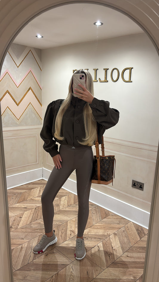 Puff sleeve cropped jacket