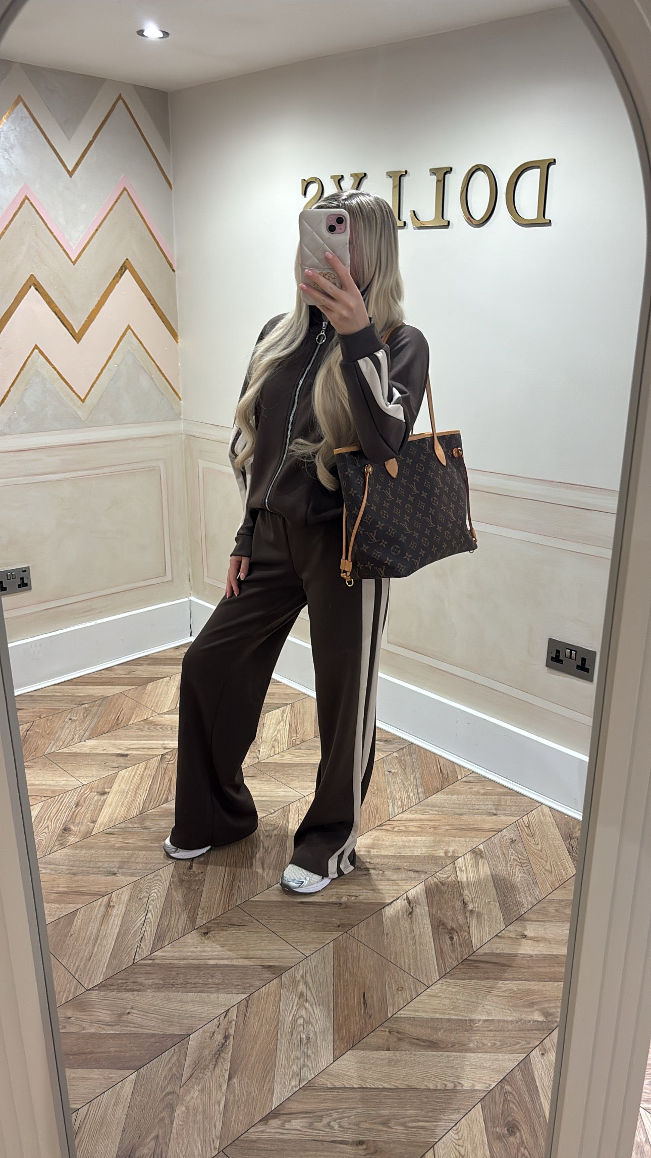Stripe circle zip lounge set