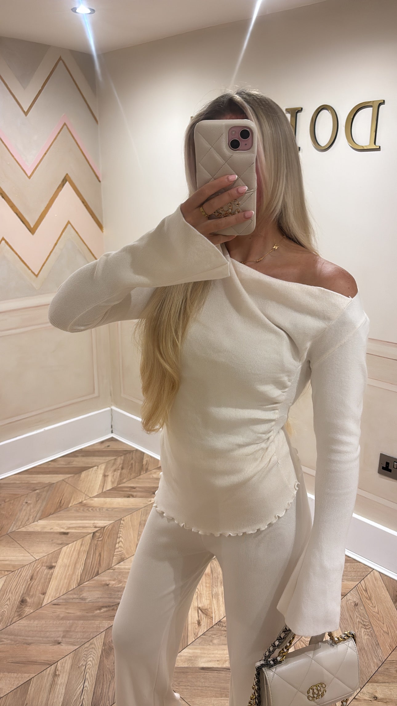 Off the shoulder flared lounge set
