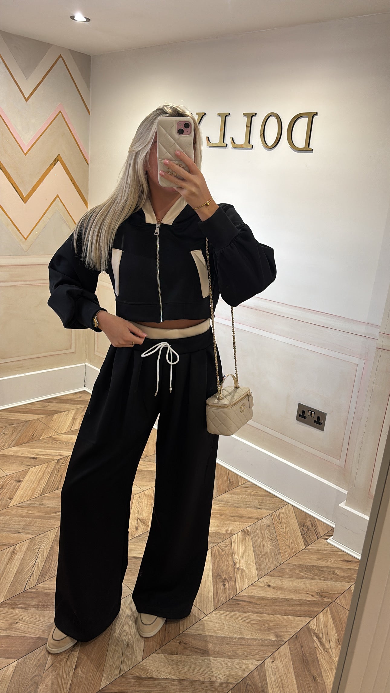 Hood pocket flared lounge set