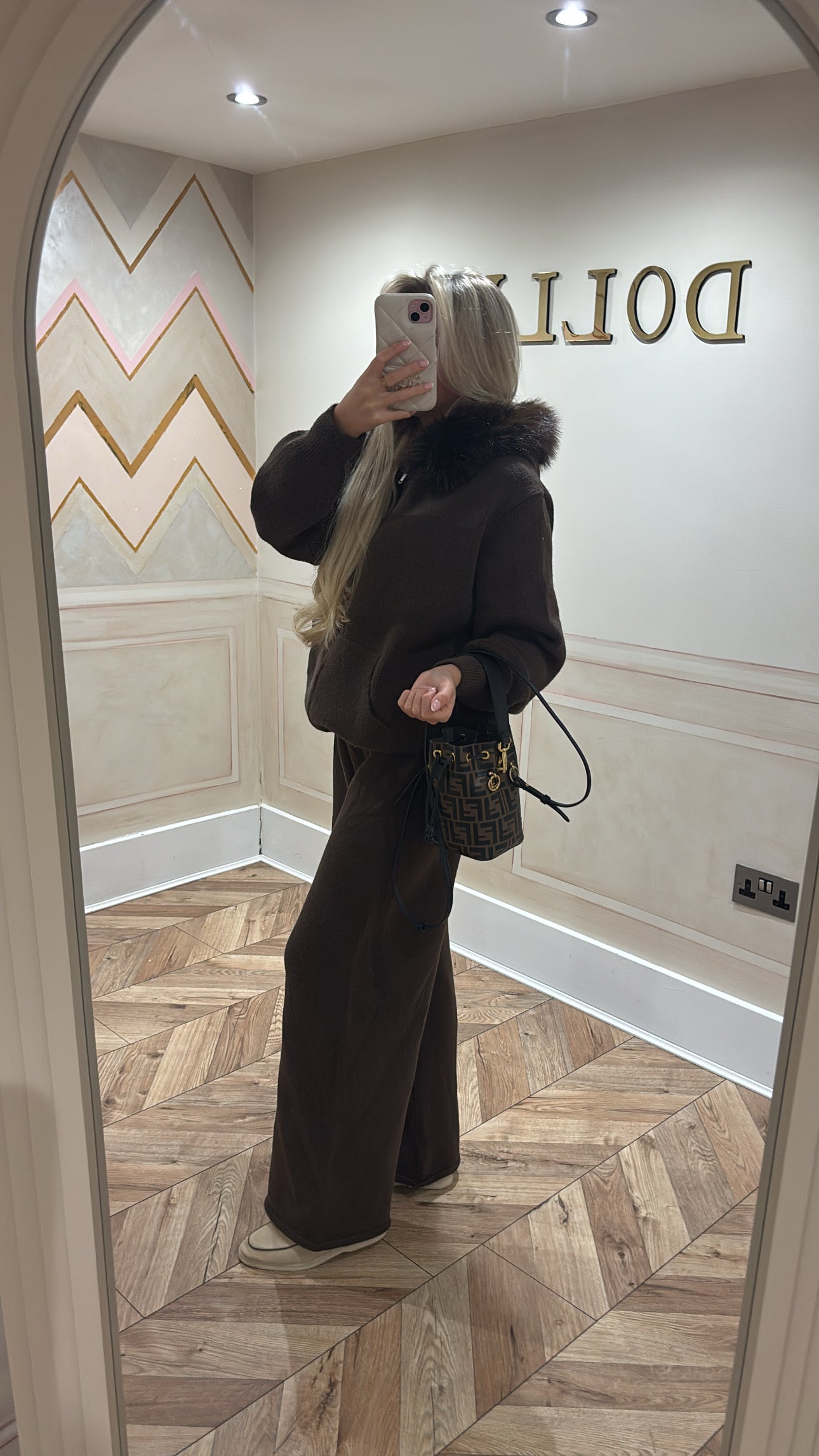 Fur hood tracksuit