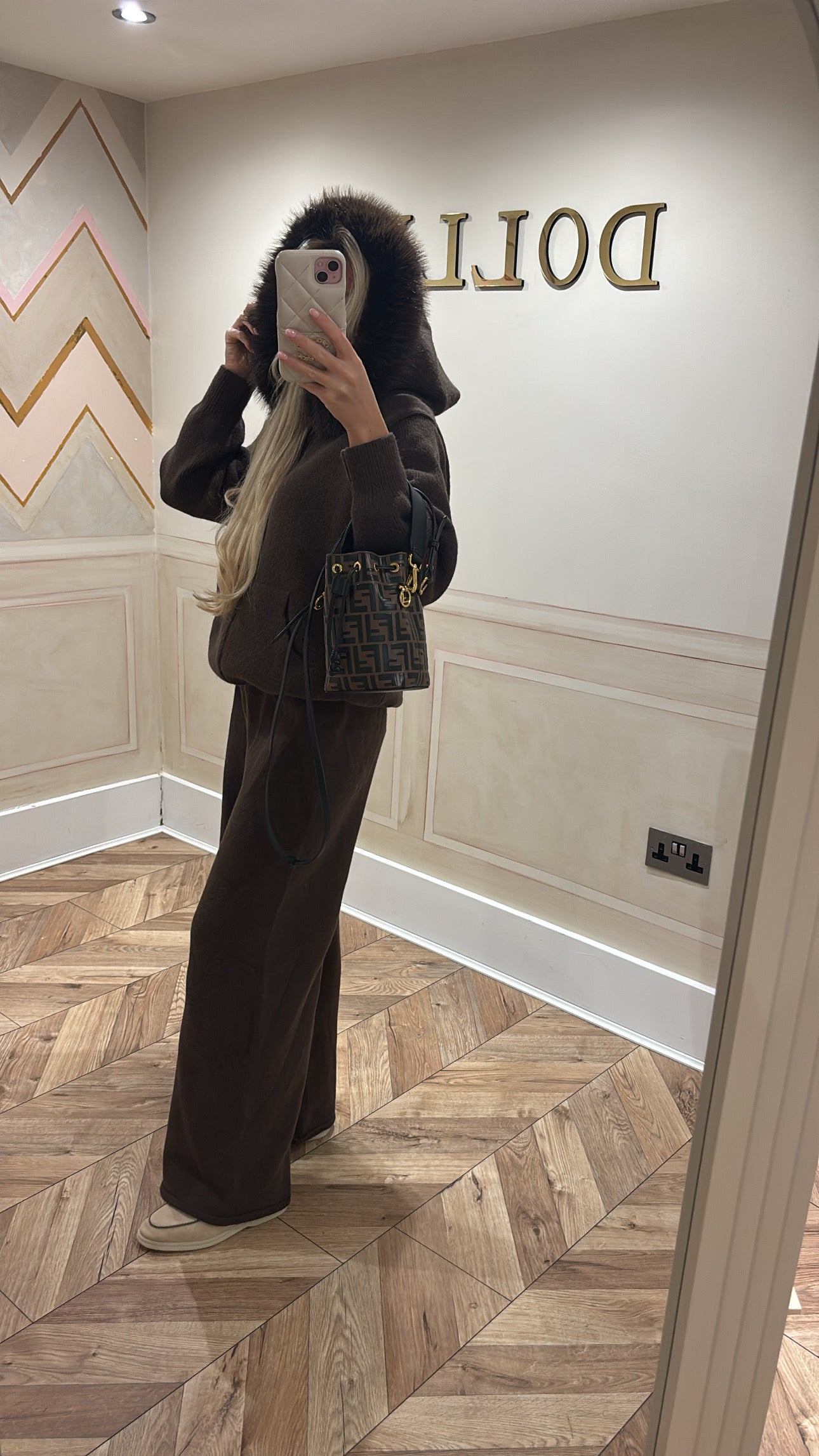 Fur hood tracksuit