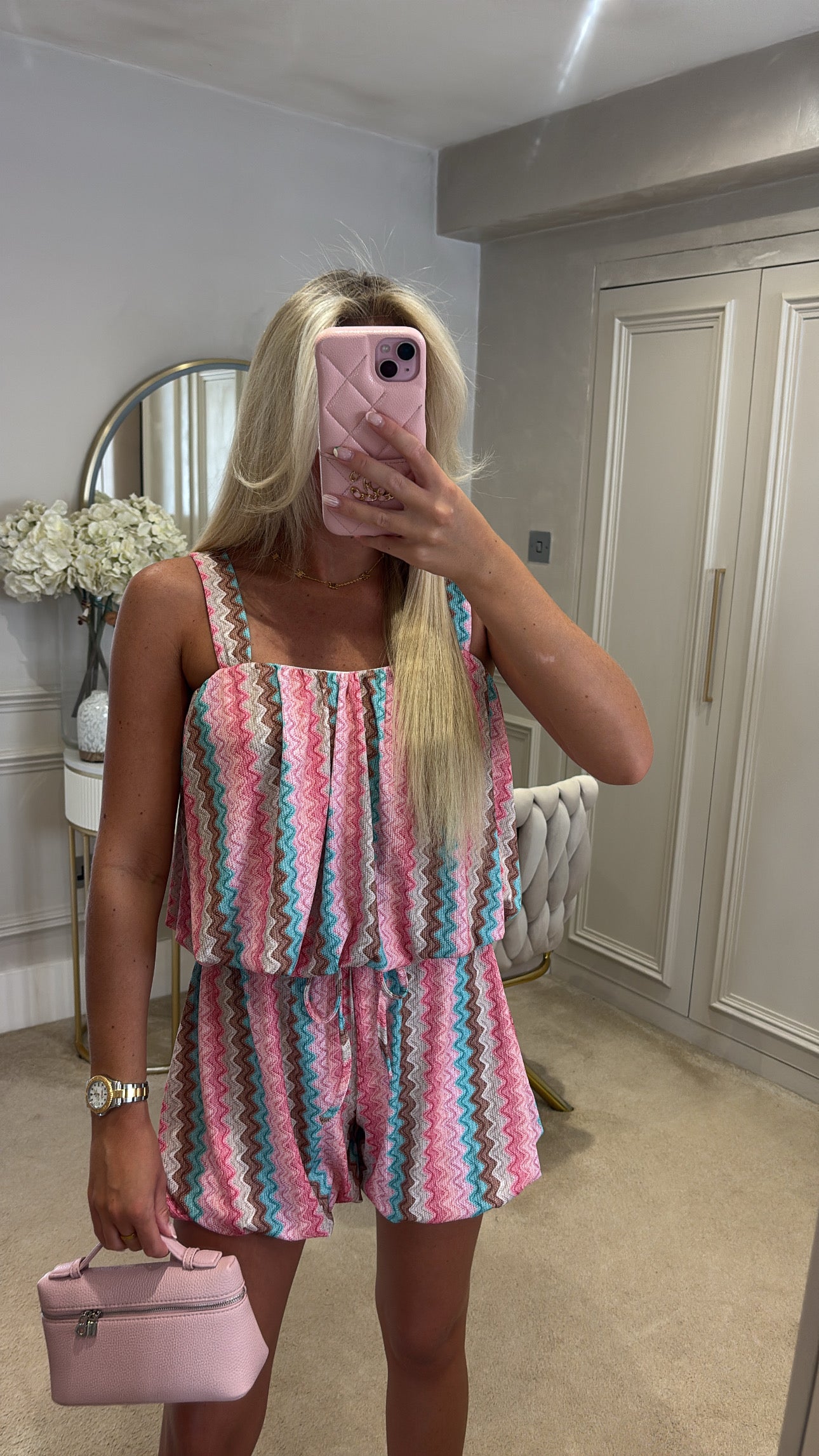 Zig zag puff ball short set