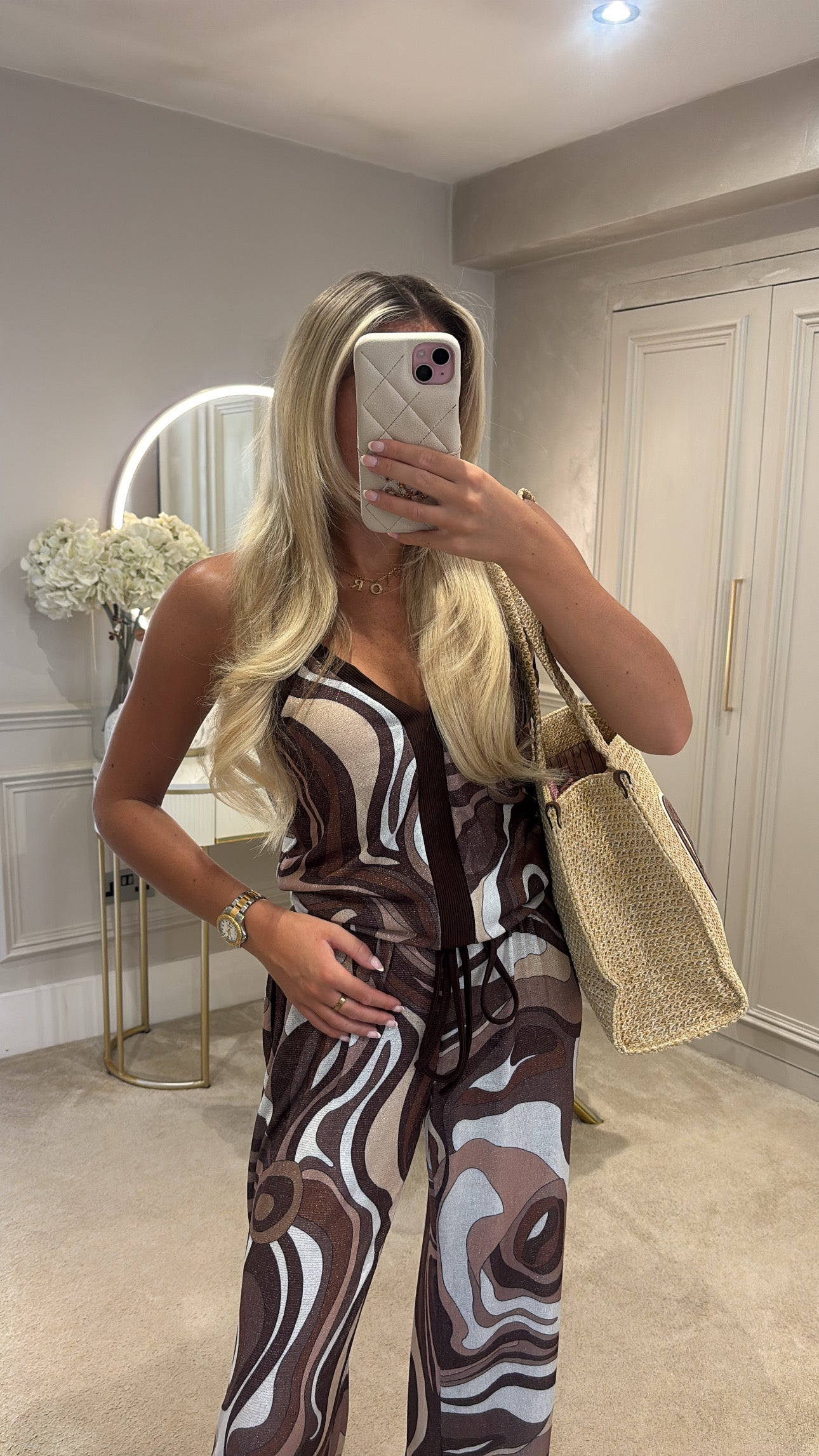 Glitter pucci vest trouser set
