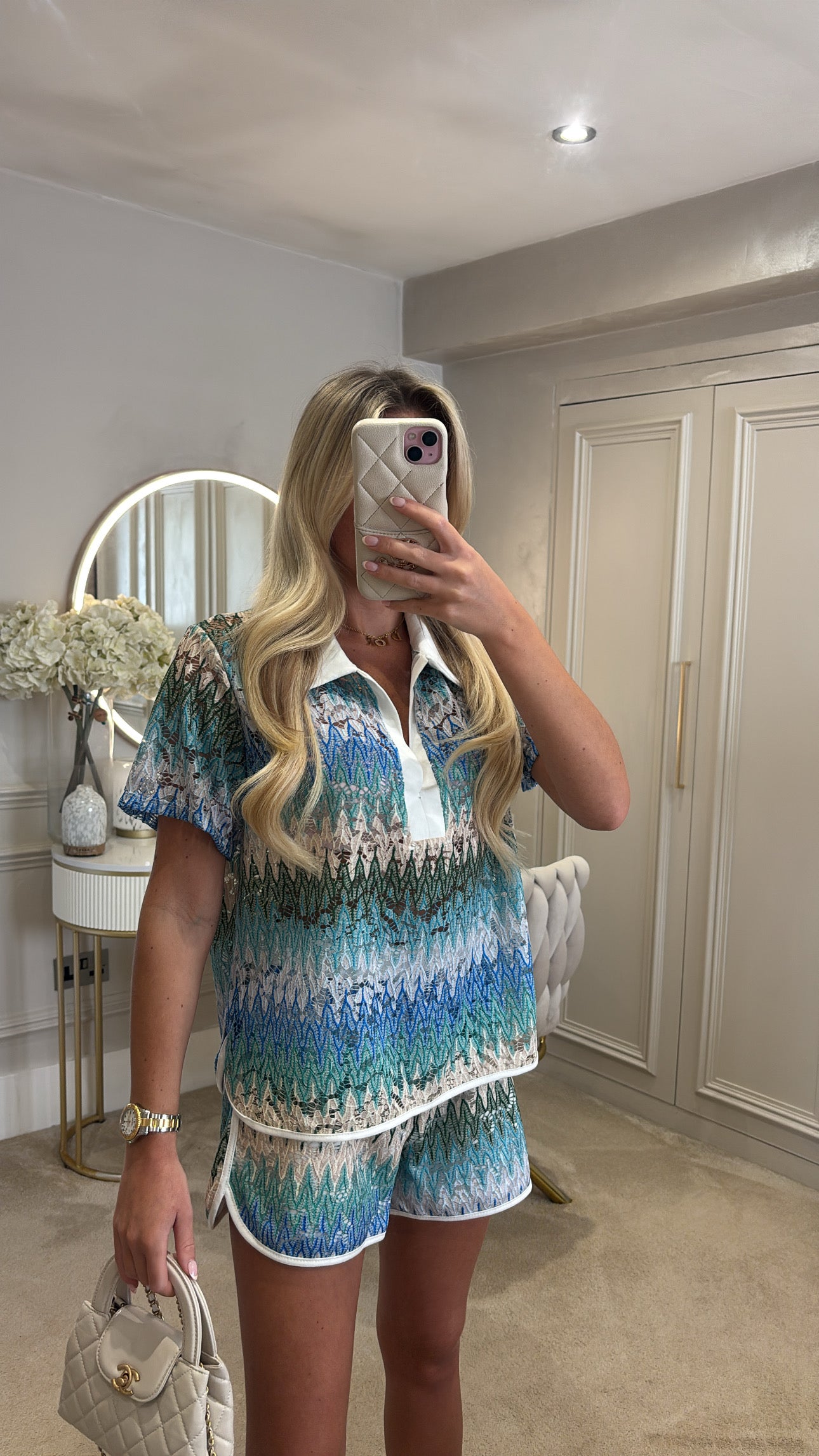 Lace zig zag short co-ord