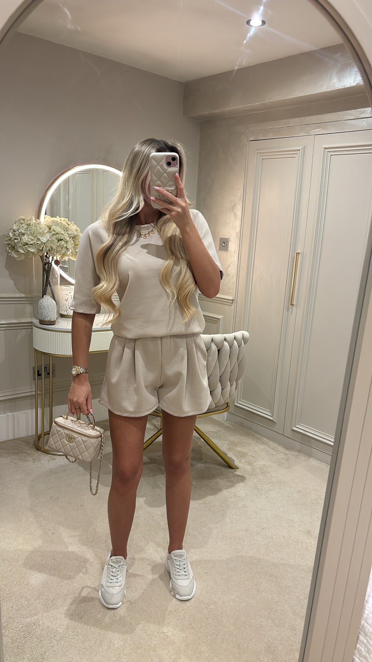 Pleated basic short set