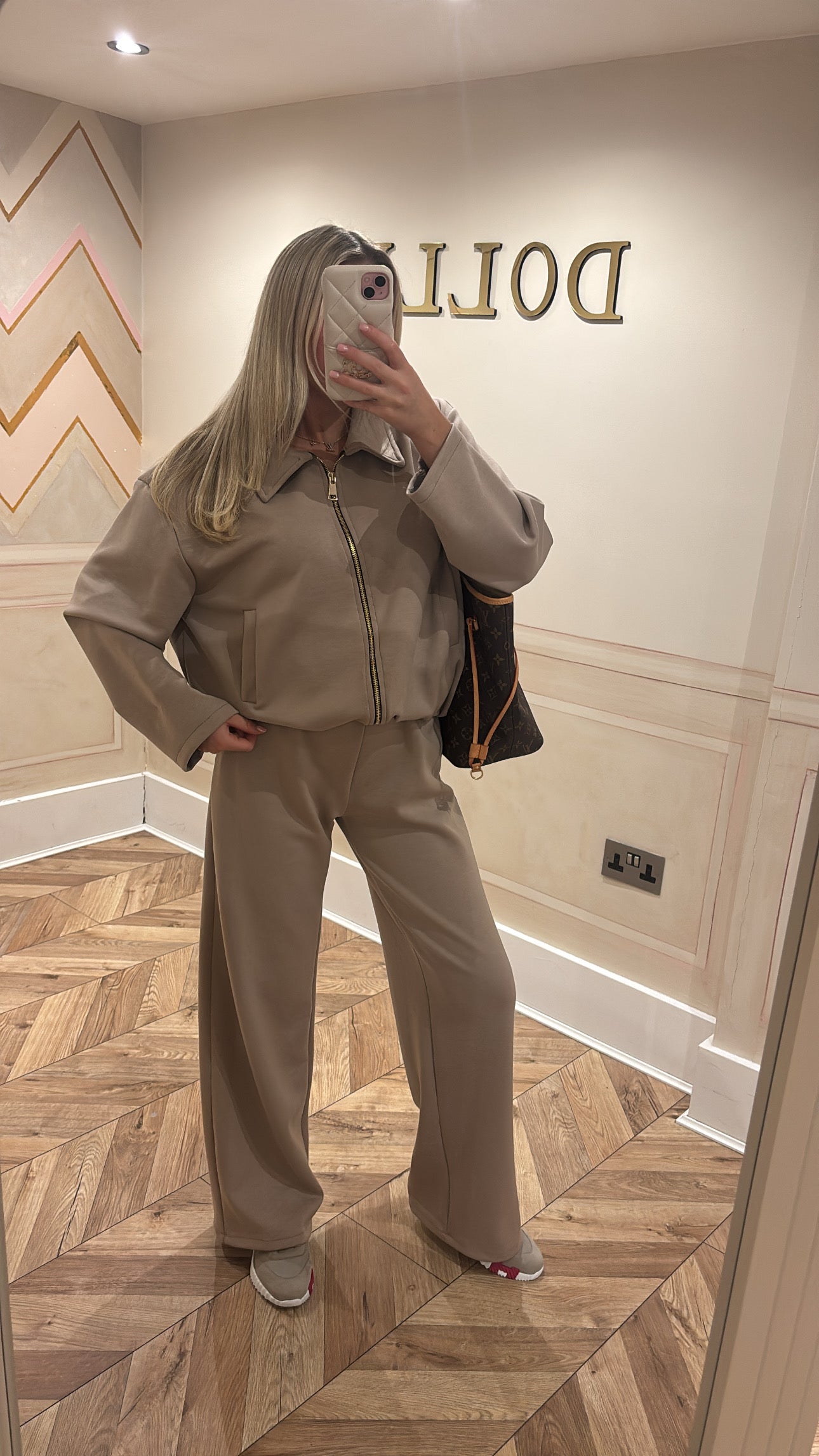 Gold zip jacket lounge set