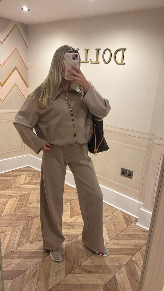 Gold zip jacket lounge set