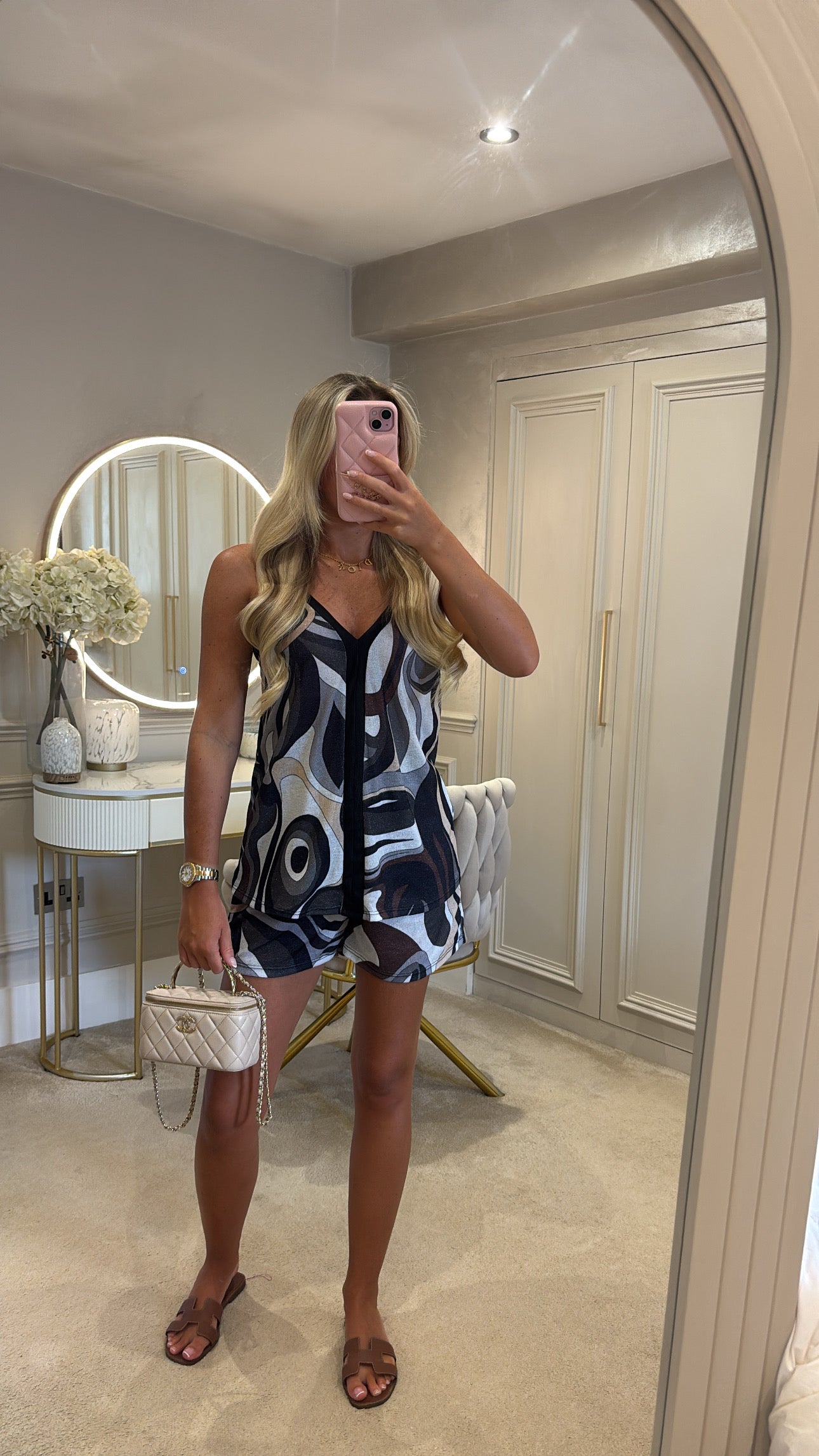 Pucci glitter vest short set