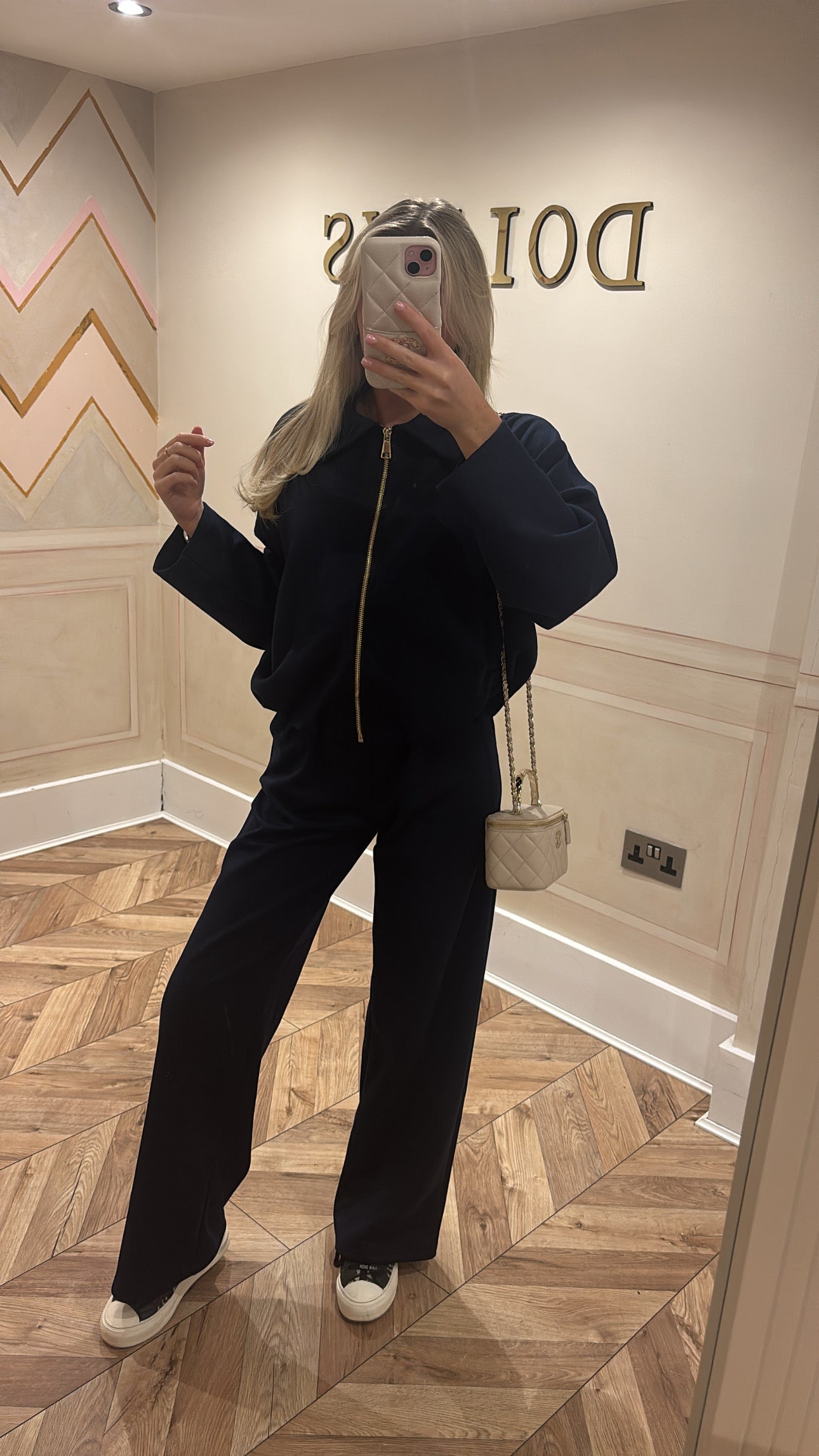 Gold zip jacket lounge set