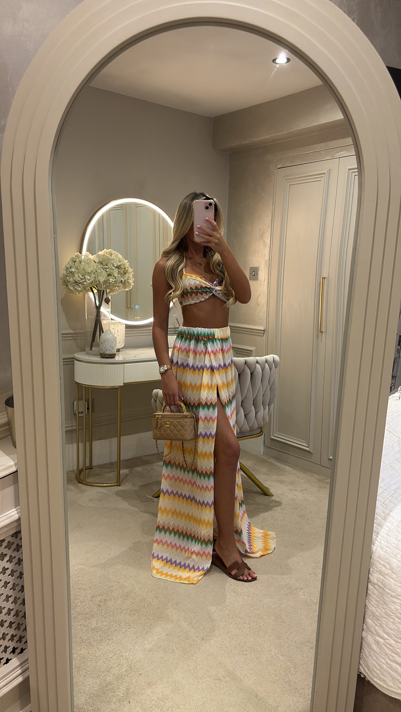 Zig zag tie up maxi co-ord