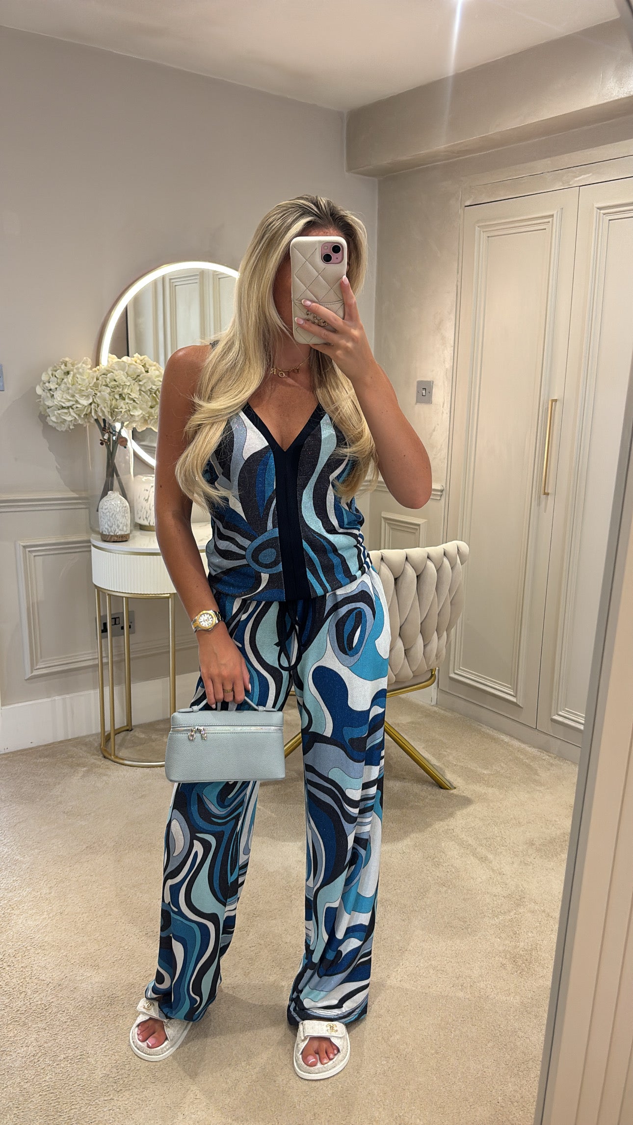 Glitter pucci vest trouser set