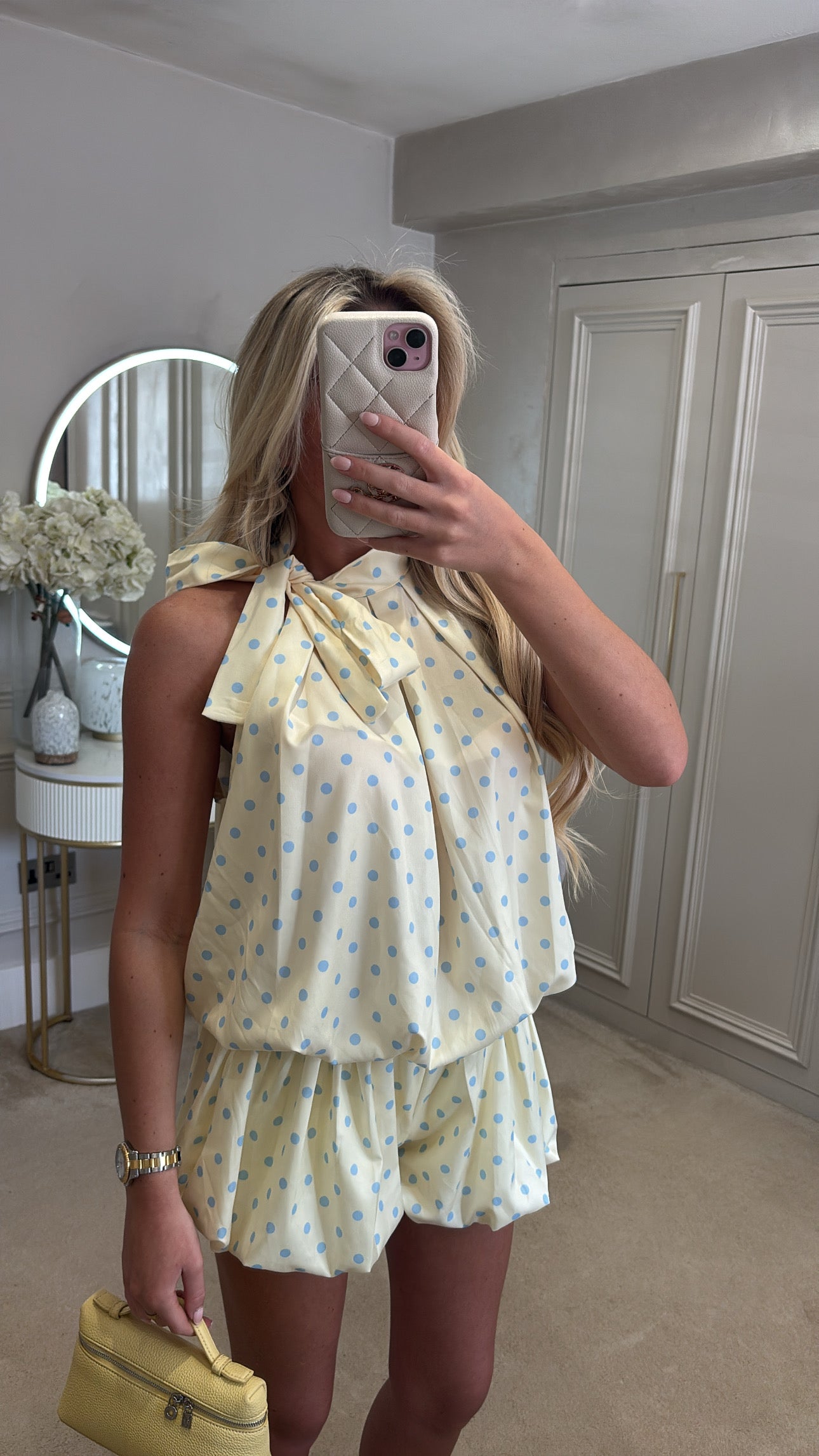 Polkadot bow balloon short co-ord