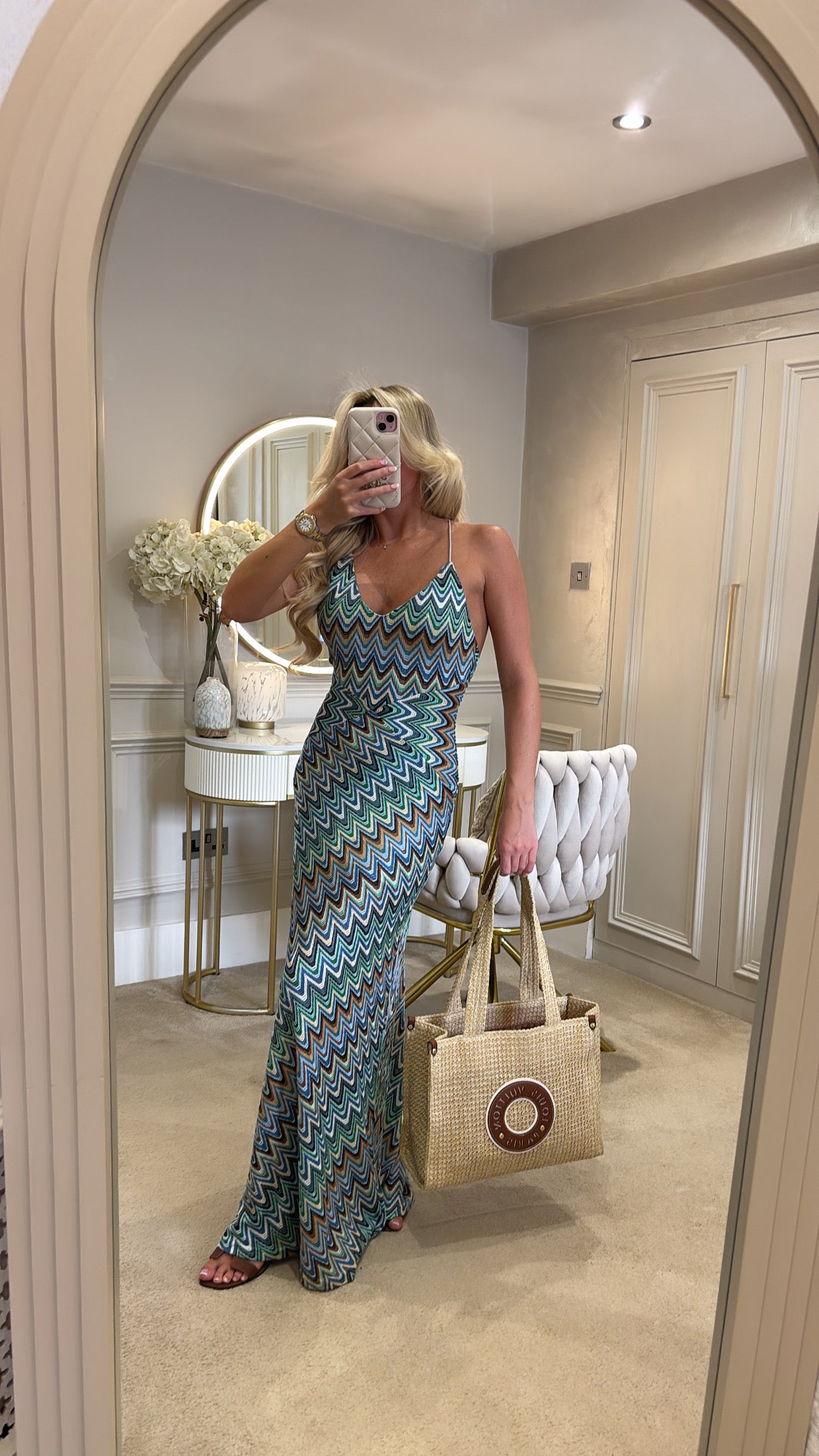 Zig zag backless maxi dress