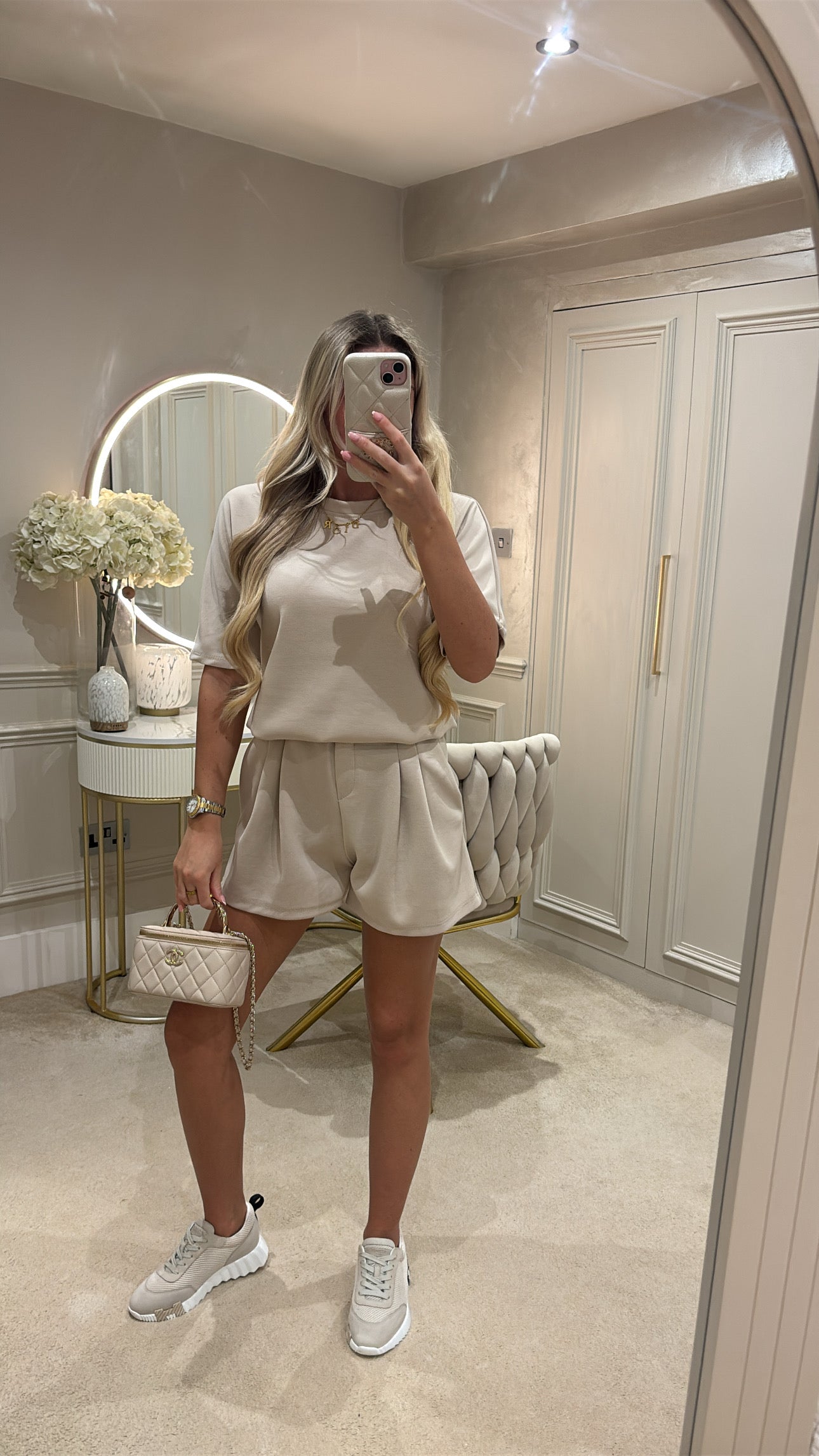 Pleated basic short set