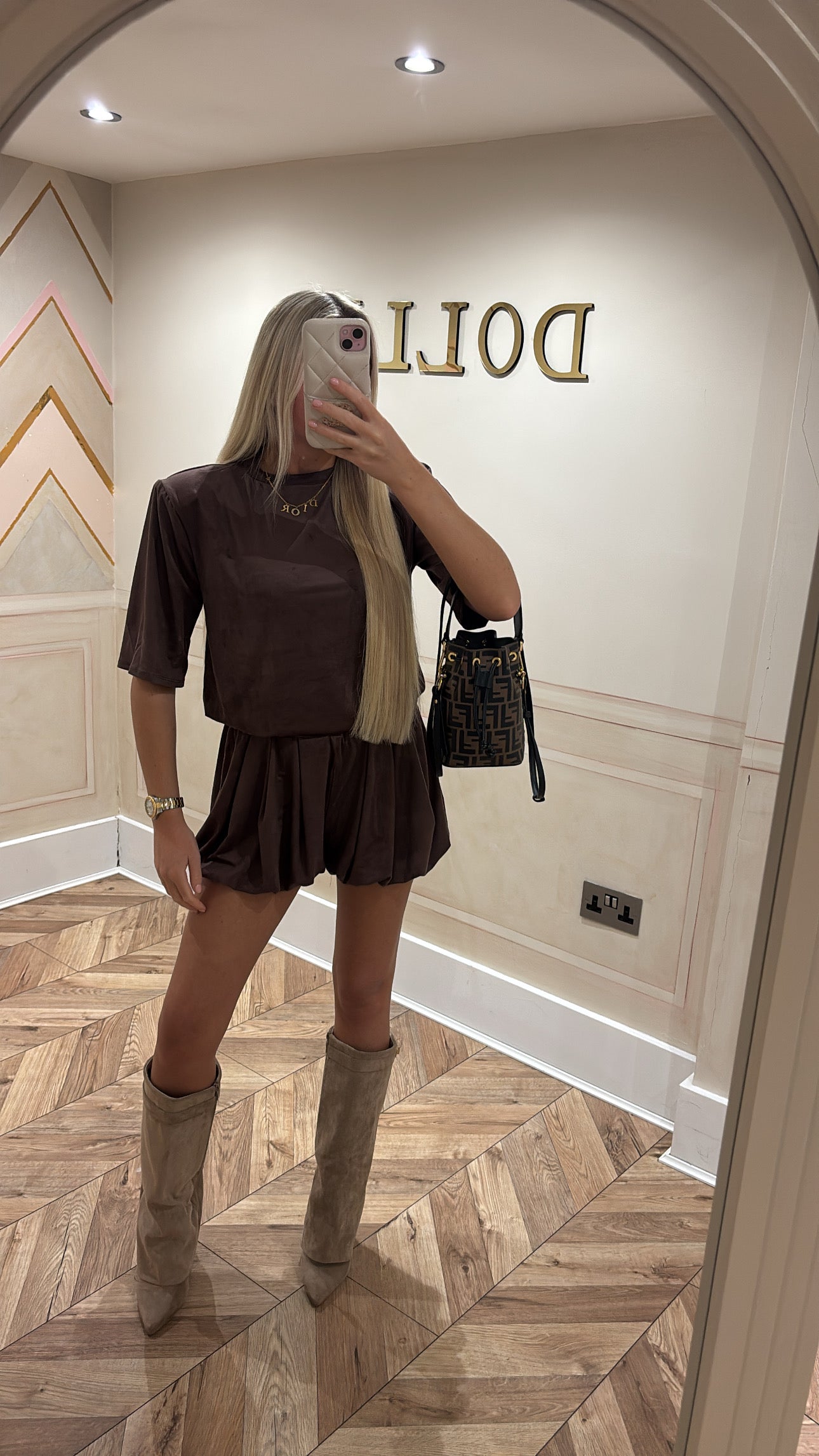 Suede Balloon short set ￼