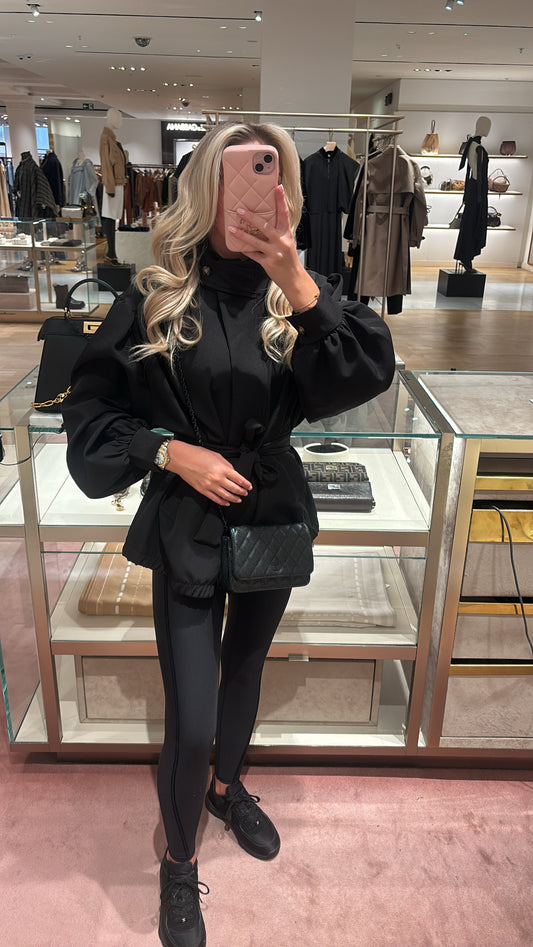 Tie waist cropped trench jacket