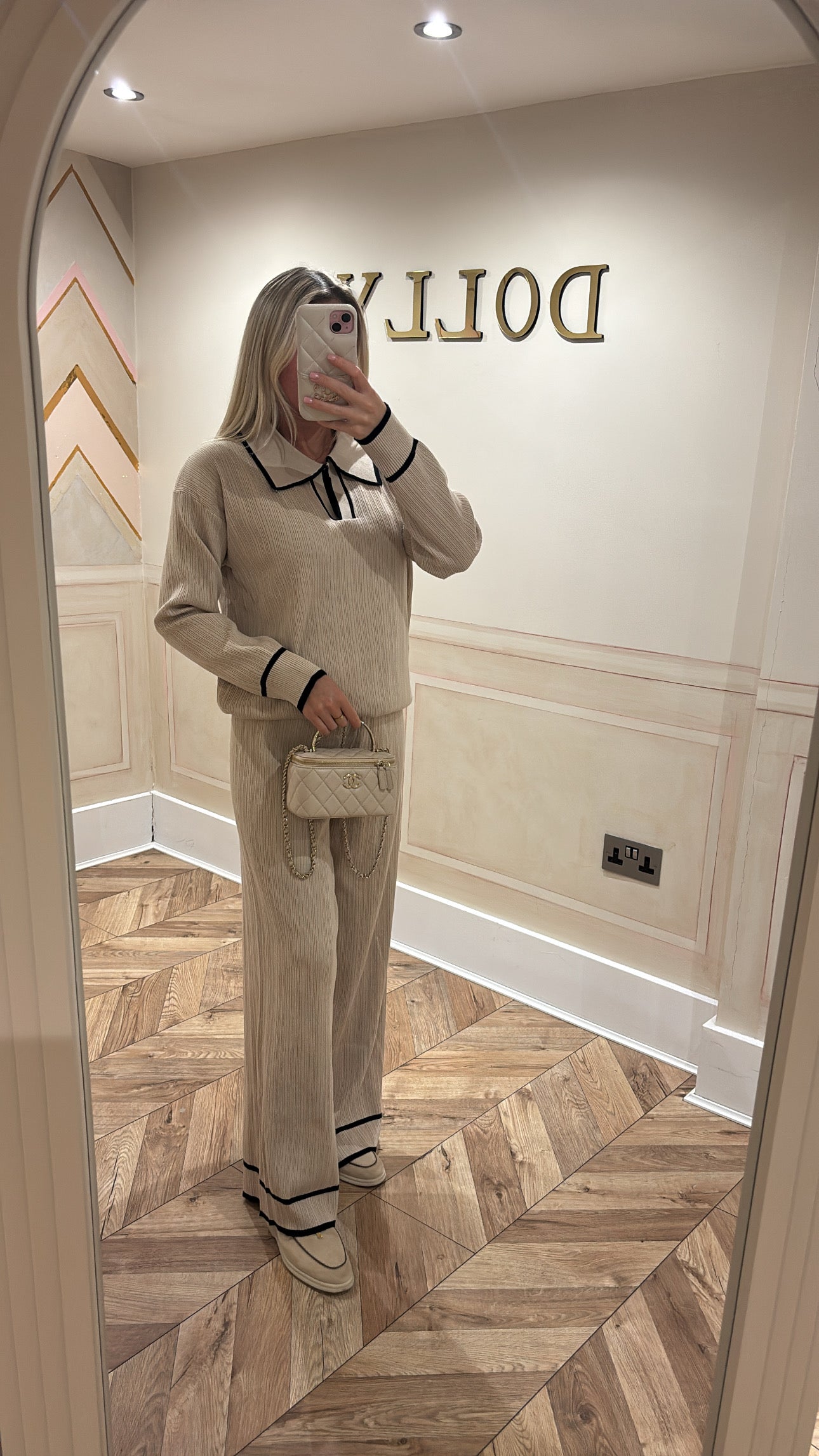 Stripe flared lounge set